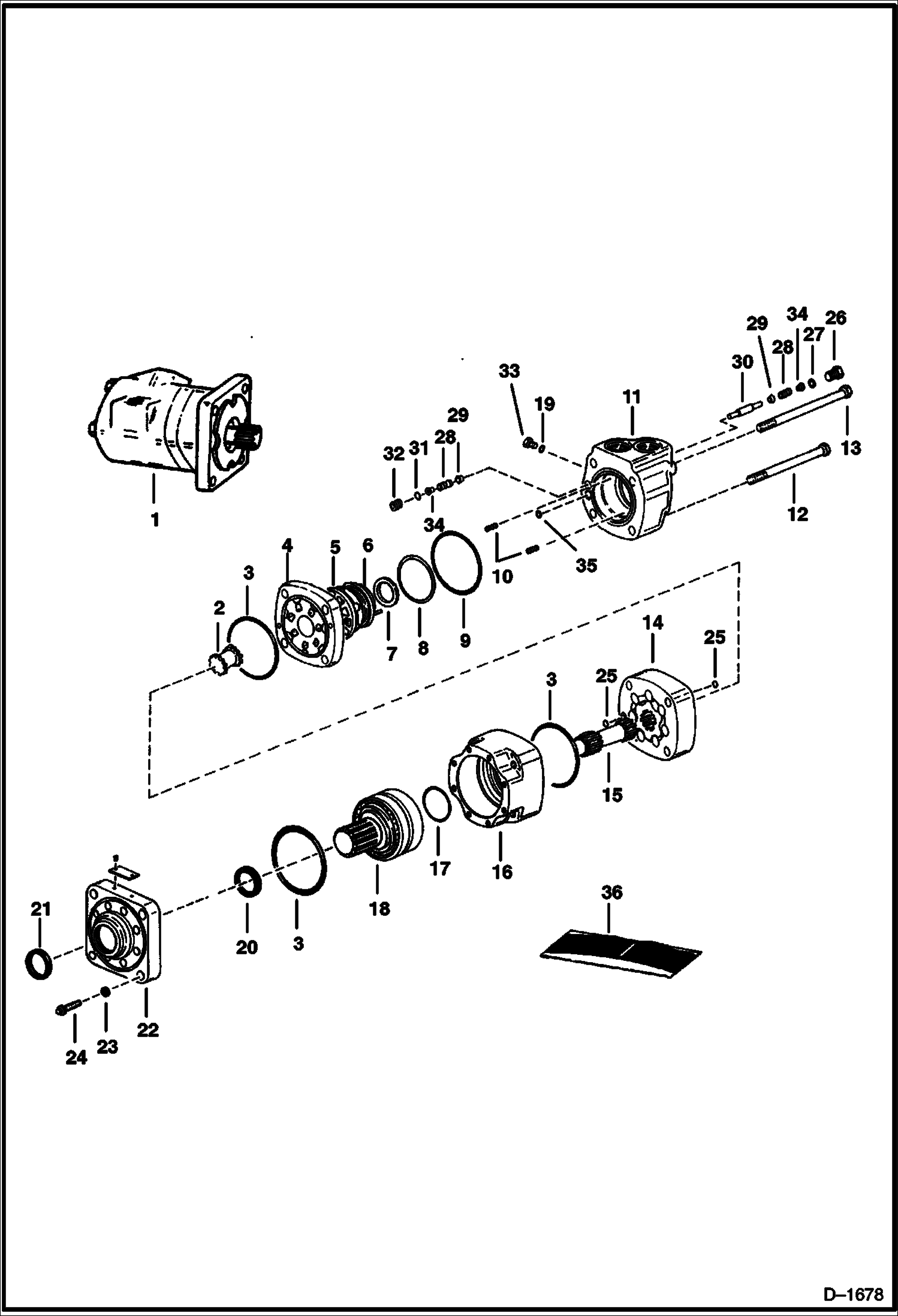 Схема запчастей Bobcat 500s - HYDROSTATIC MOTOR (Splined Shaft) (S/N 13072 & Above) HYDROSTATIC SYSTEM