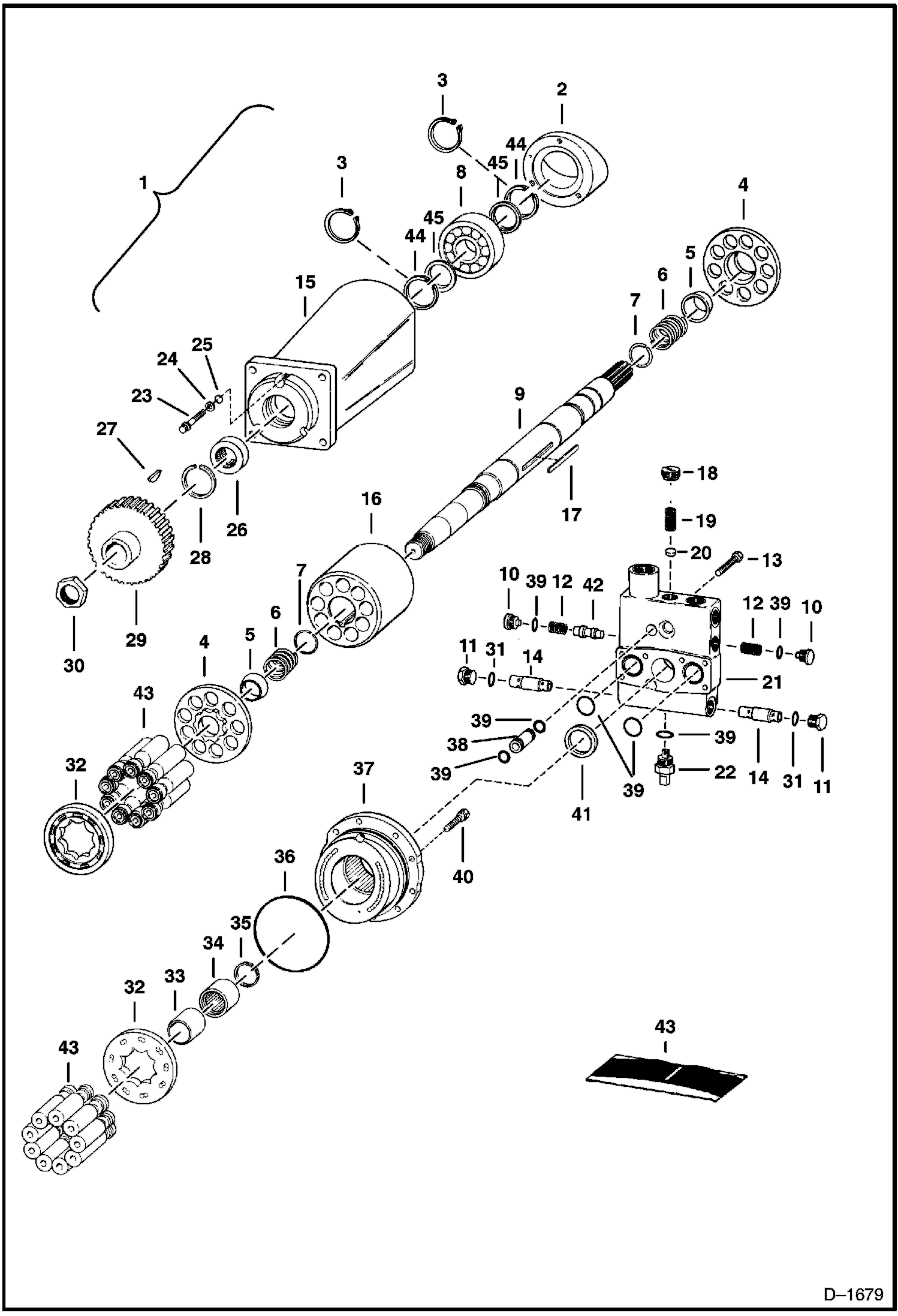 Схема запчастей Bobcat Articulated Loaders - HYDROSTATIC MOTOR (Cessna - S/N 11999 & Below) HYDROSTATIC SYSTEM