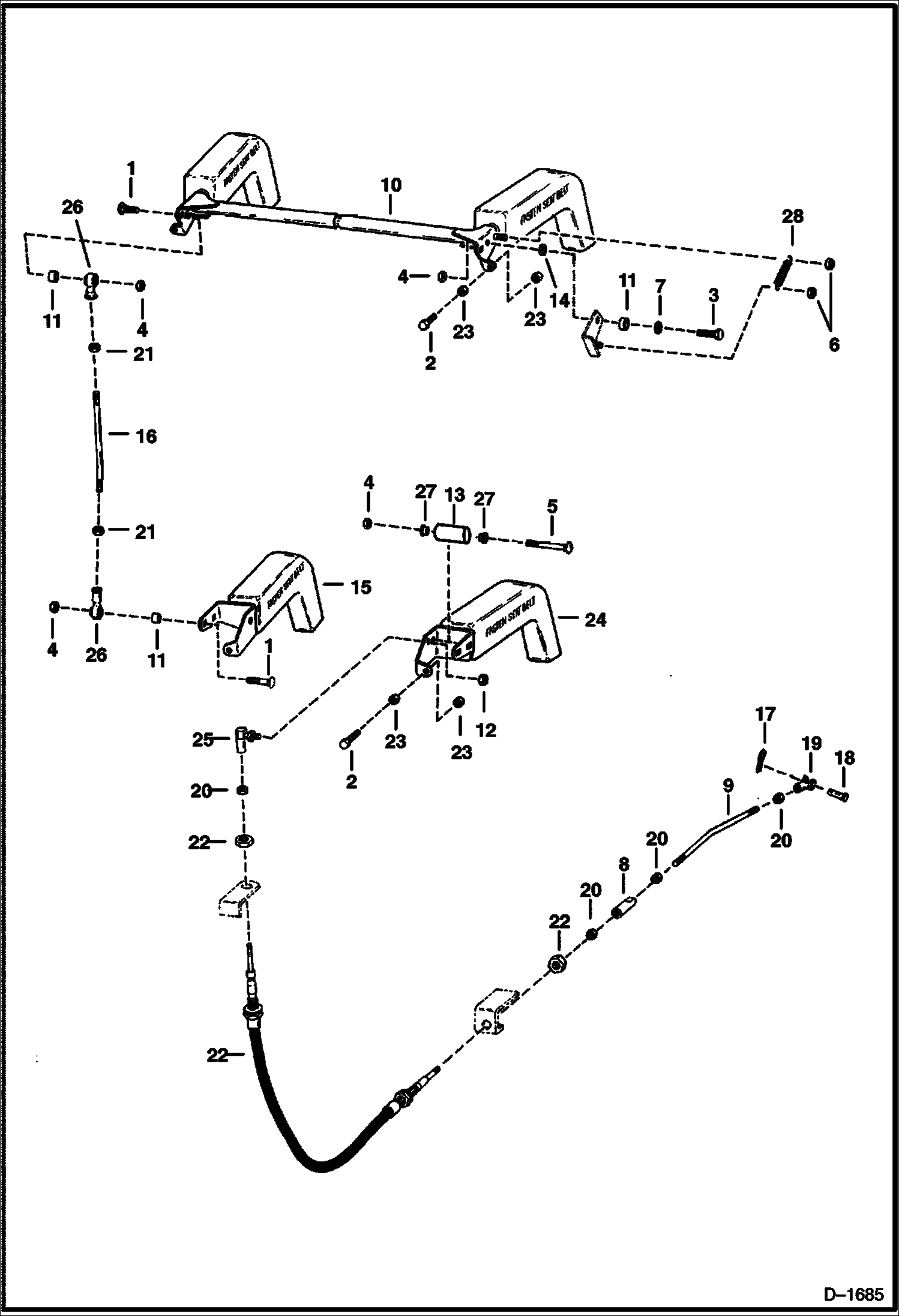 Схема запчастей Bobcat Articulated Loaders - SEAT BAR (S/N 13092 & Above) MAIN FRAME