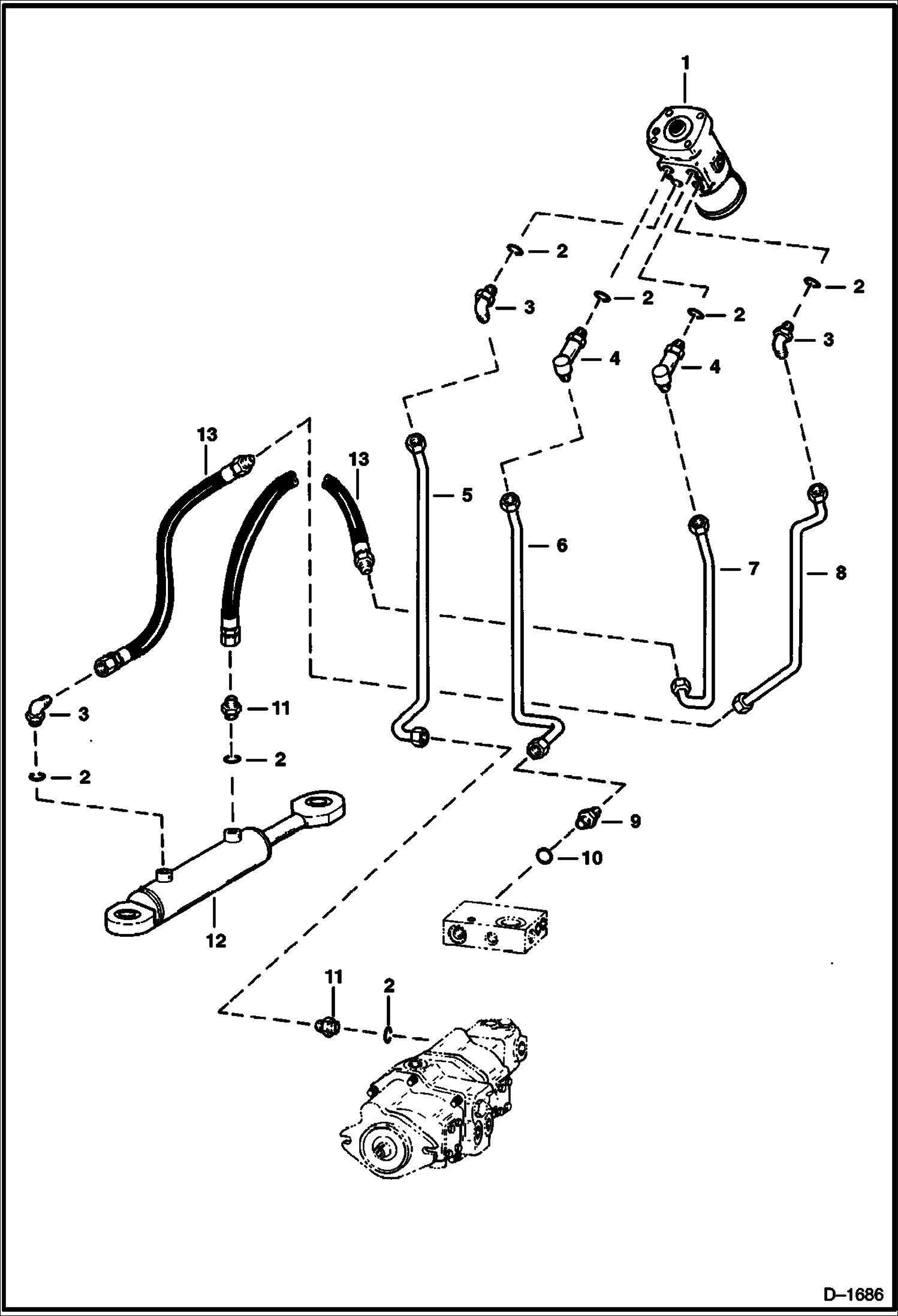 Схема запчастей Bobcat Articulated Loaders - STEERING HYDRAULICS S/N 15021 & Above HYDRAULIC SYSTEM