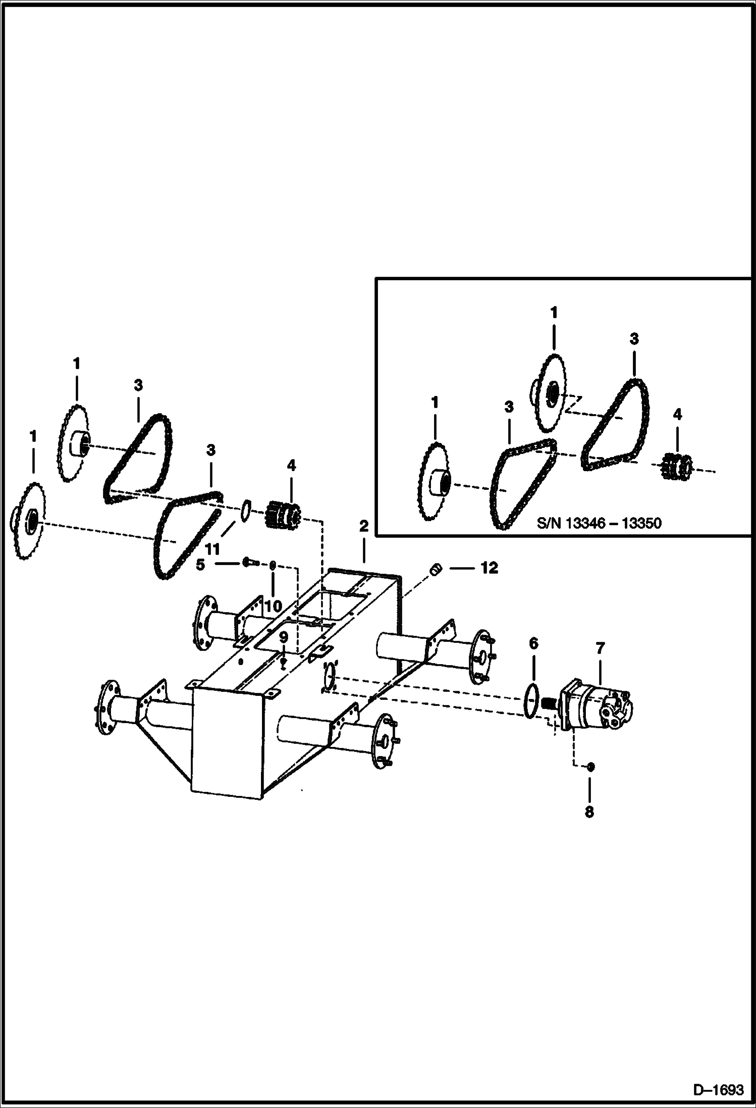 Схема запчастей Bobcat 600s - DRIVE TRAIN (S/N 13346 & Above) DRIVE TRAIN