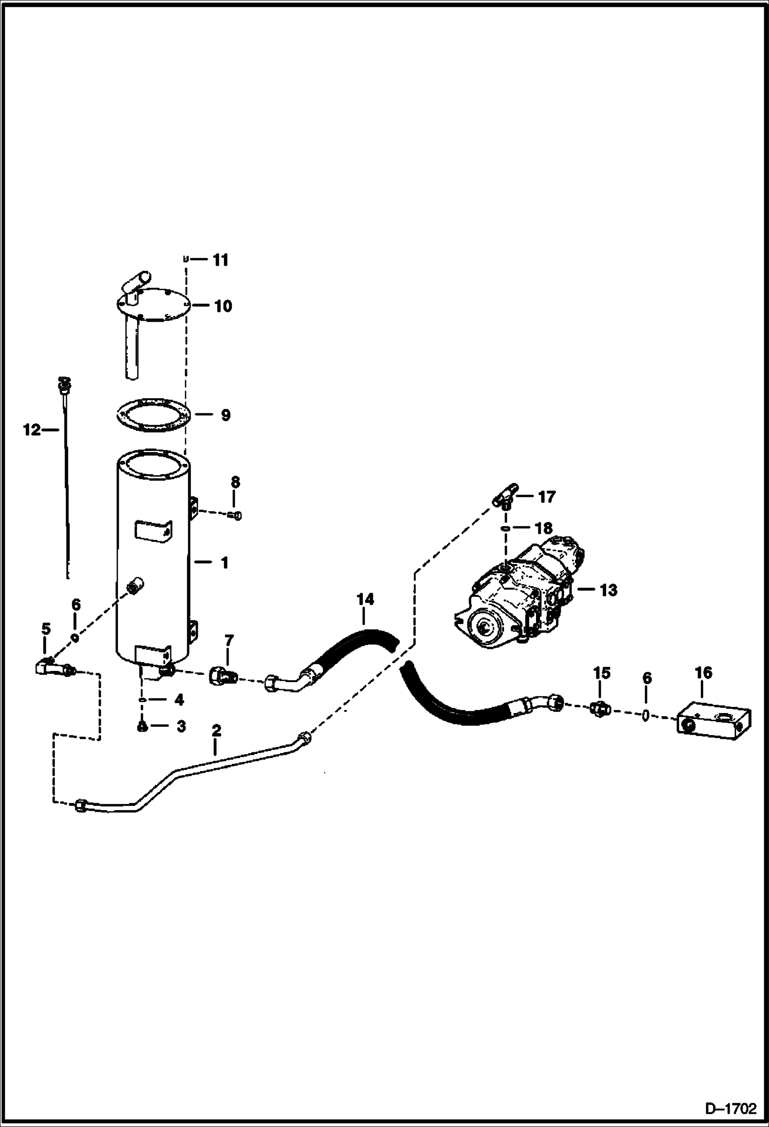 Схема запчастей Bobcat Articulated Loaders - HYDRAULIC TANK (S/N 11175 & Below) HYDROSTATIC SYSTEM