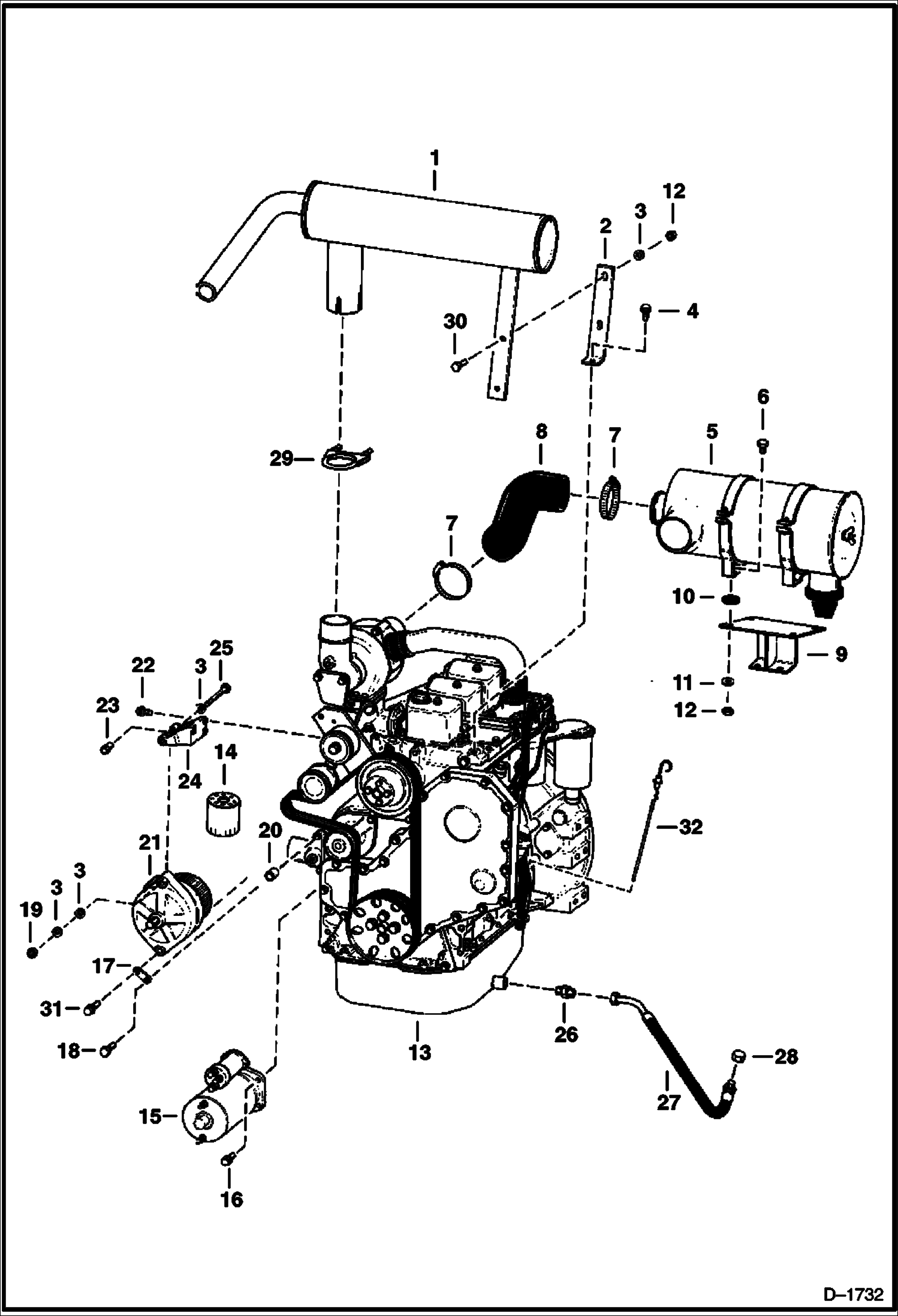 Схема запчастей Bobcat 900s - ENGINE & ATTACHING PARTS POWER UNIT