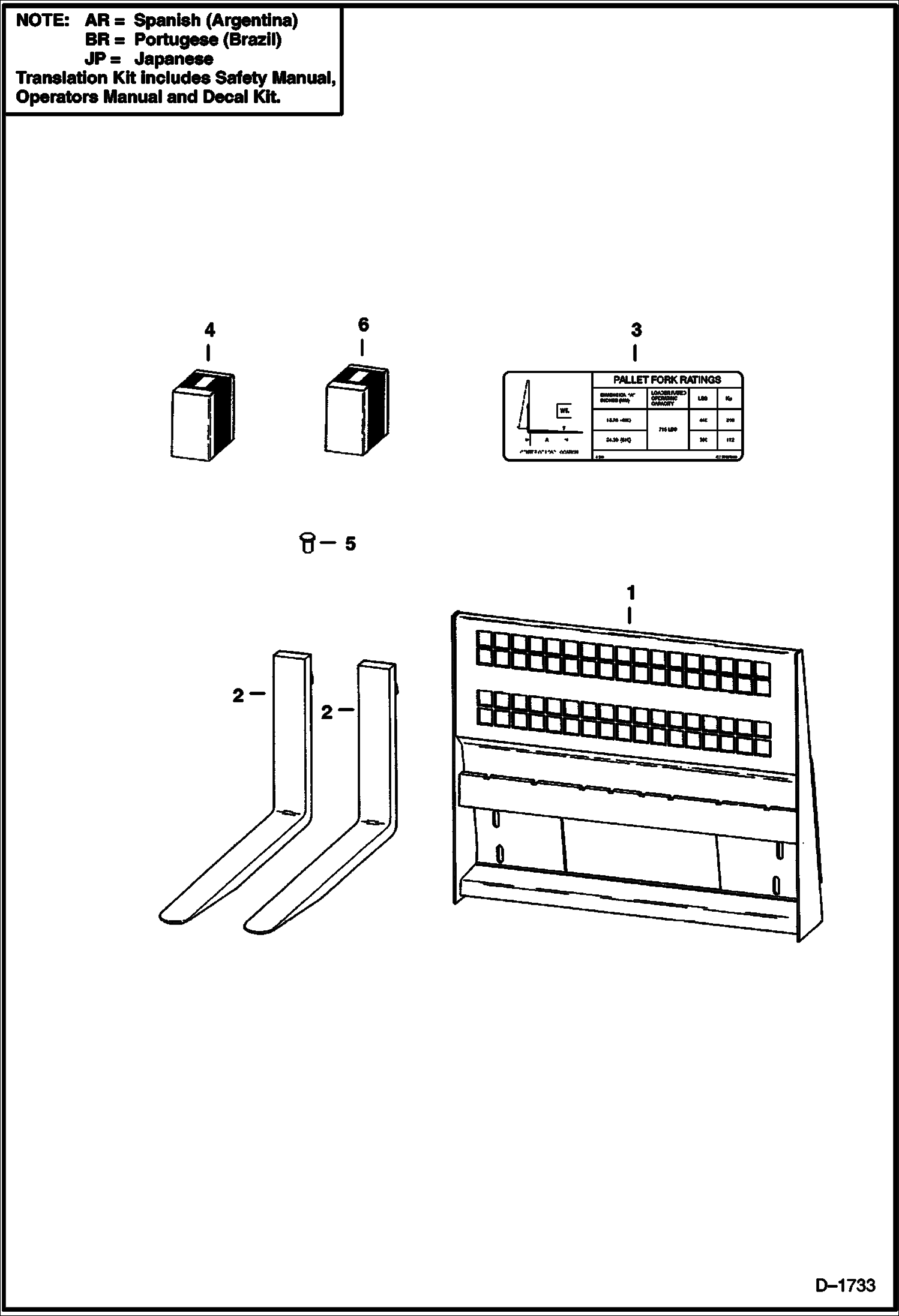 Схема запчастей Bobcat PALLET FORKS - PALLET FORK (30) (36) (Use on 463, MT50) Loader