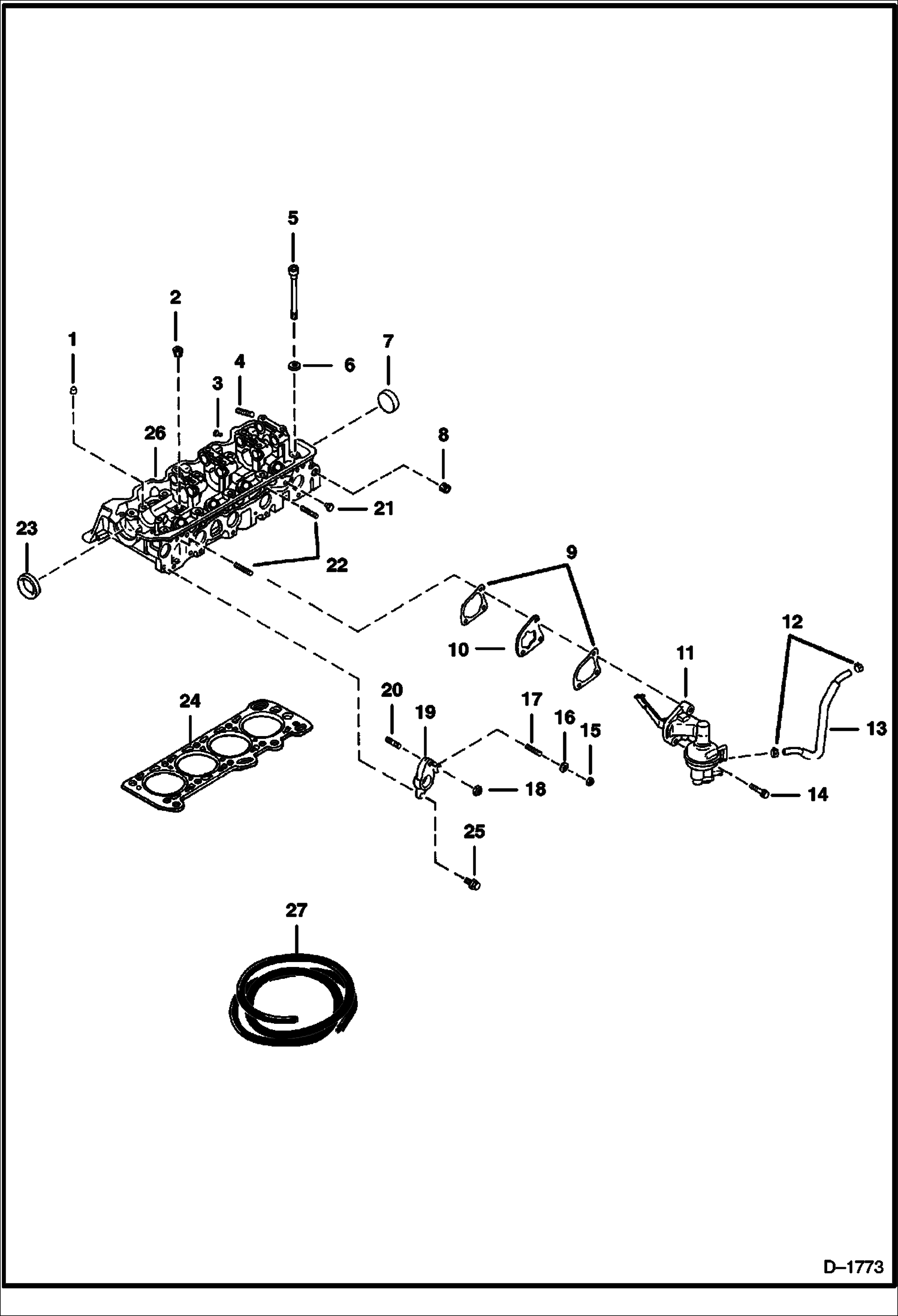 Схема запчастей Bobcat 700s - CYLINDER HEAD & FUEL PUMP POWER UNIT