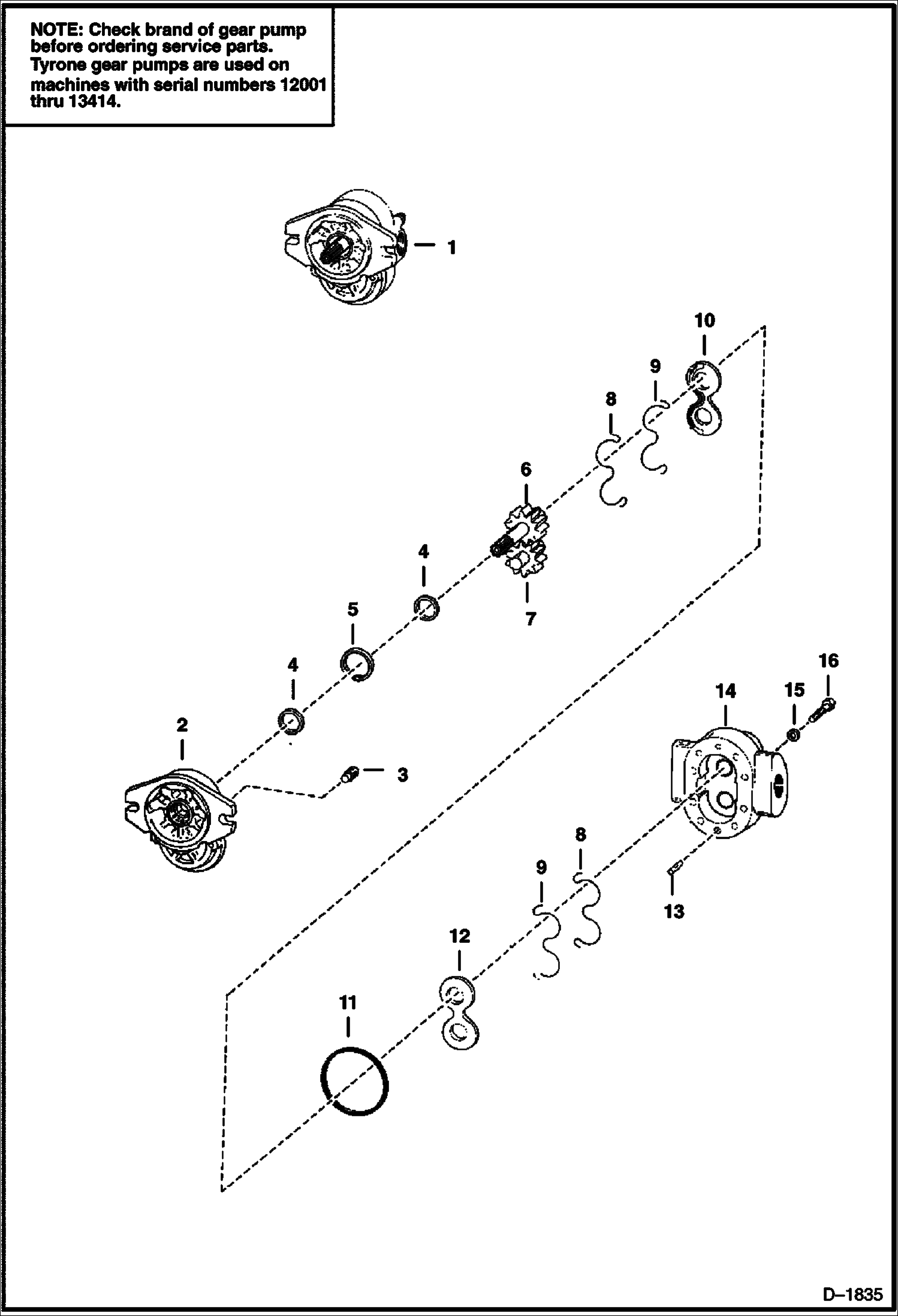 Схема запчастей Bobcat Articulated Loaders - GEAR PUMP (Tyrone) HYDROSTATIC SYSTEM