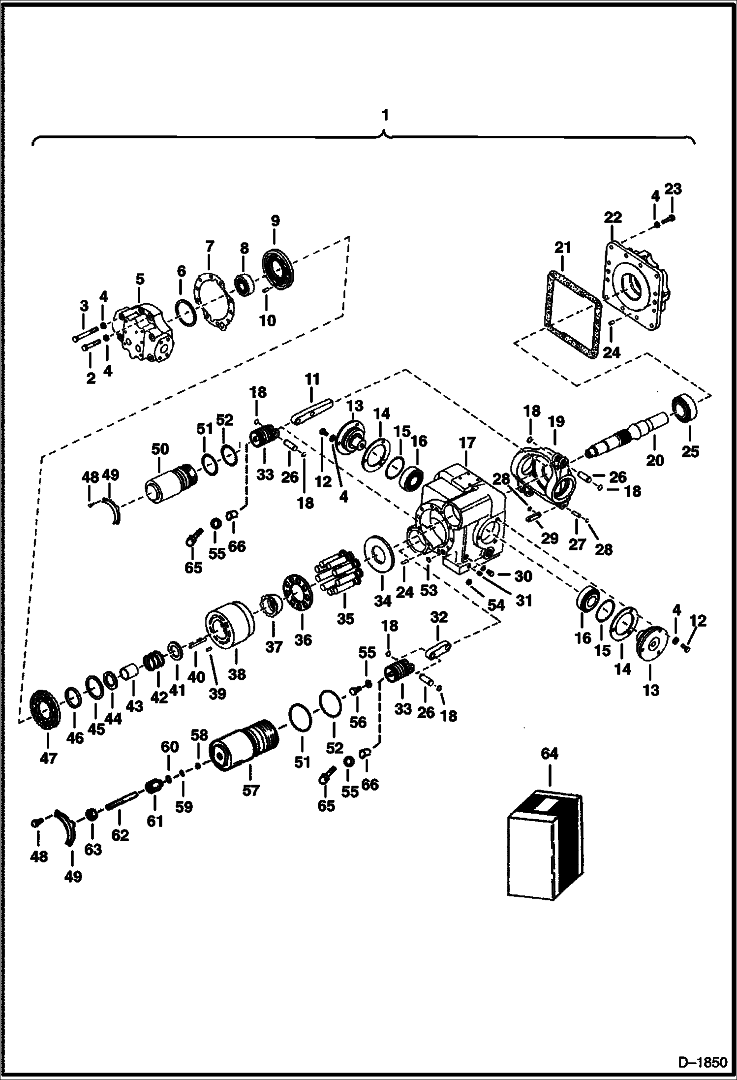 Схема запчастей Bobcat 900s - HYDROSTATIC MOTOR (Model 23-4501 AA-JFBJ) HYDROSTATIC SYSTEM