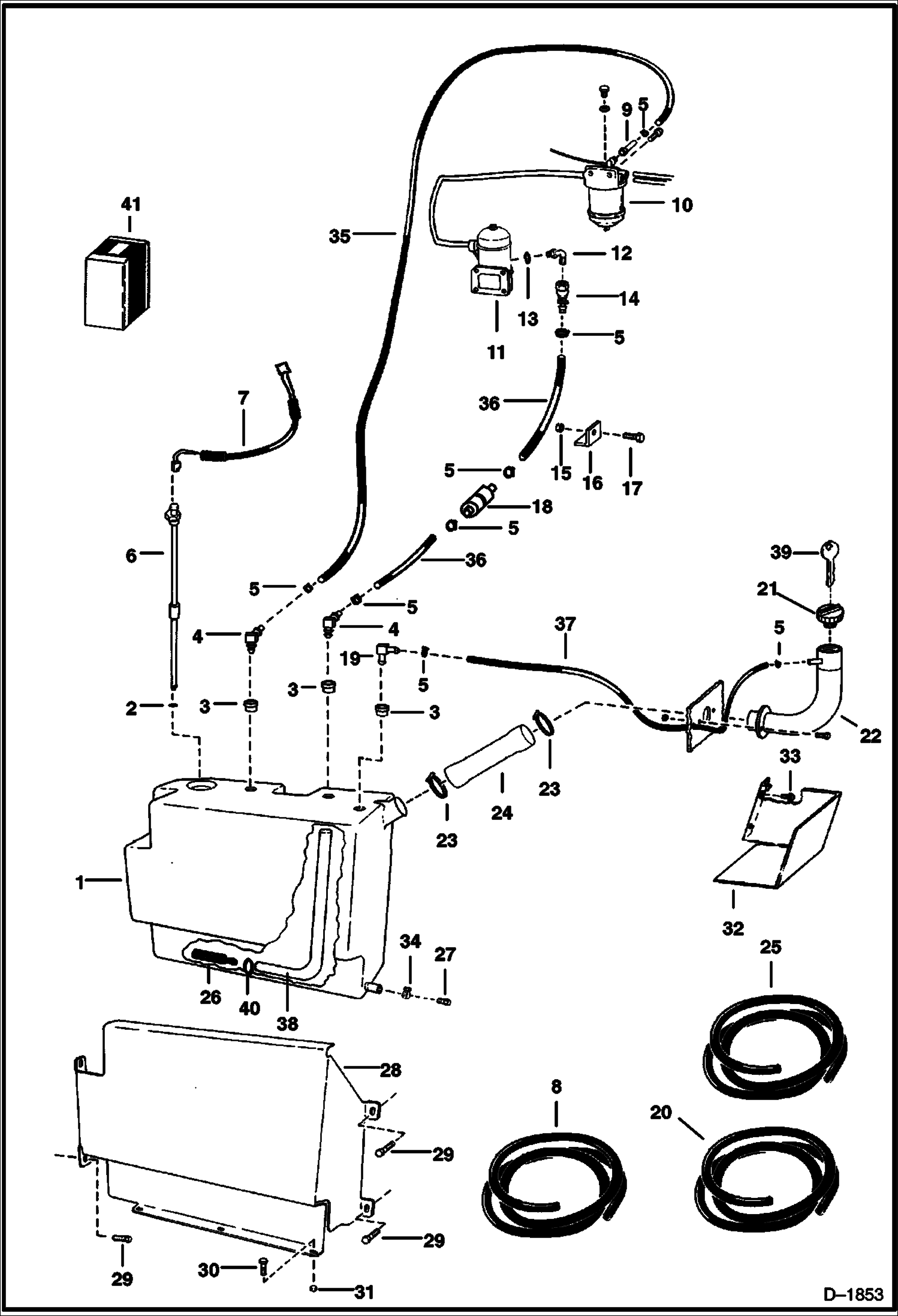 Схема запчастей Bobcat Articulated Loaders - FUEL SYSTEM MAIN FRAME