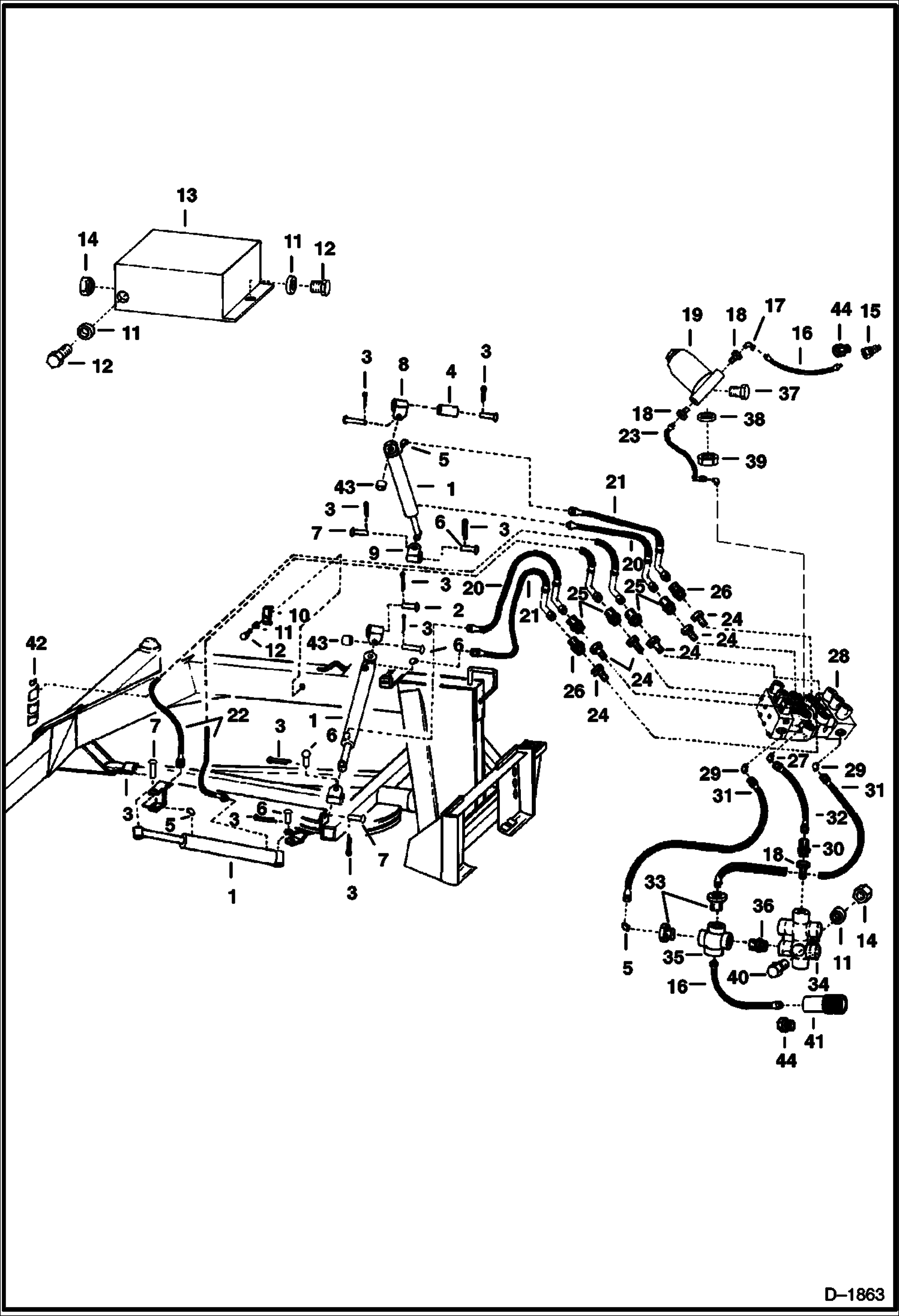 Схема запчастей Bobcat GRADER - GRADER (Hydraulic Circuitry) (802700334 & Below) Loader