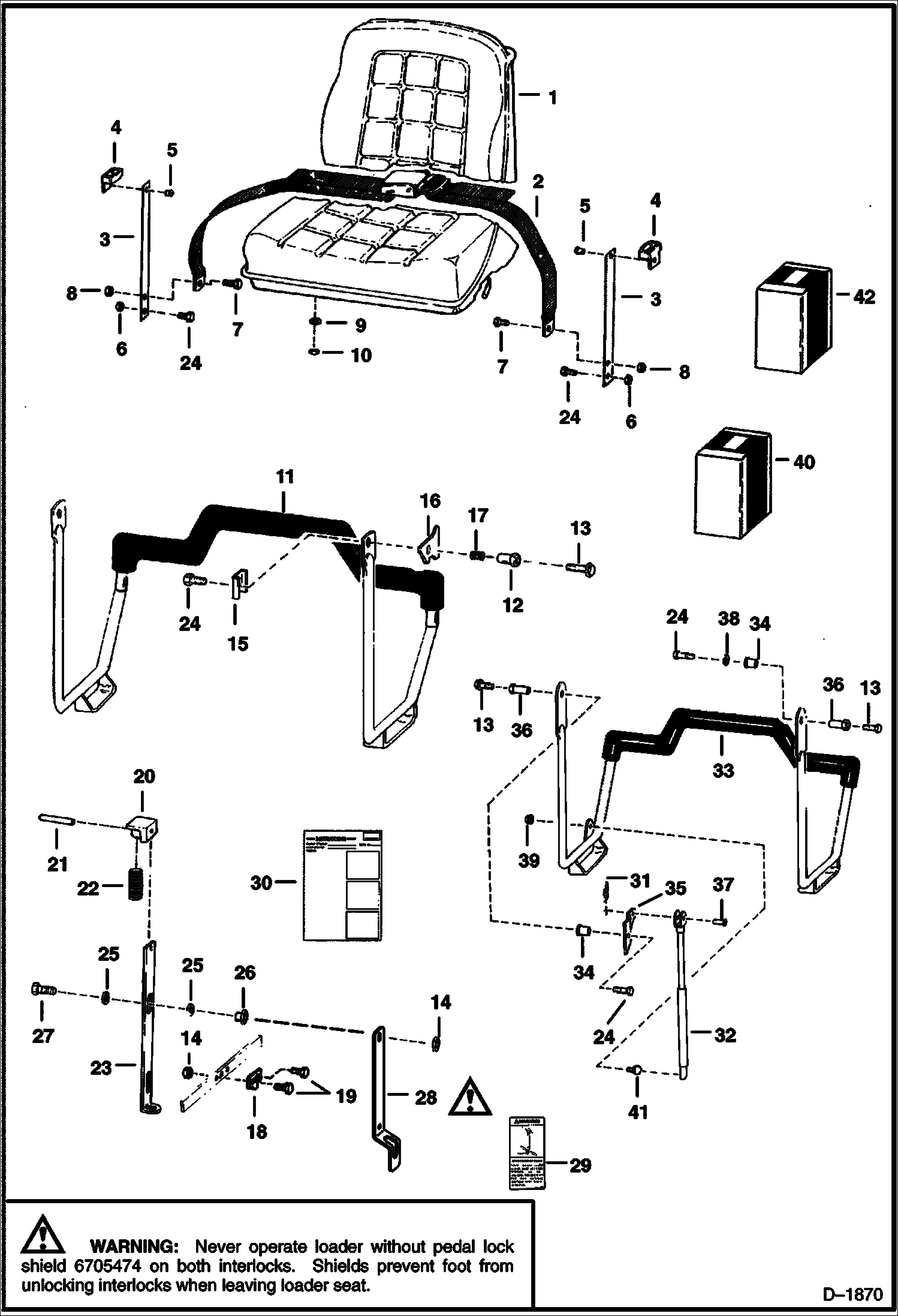 Схема запчастей Bobcat 700s - SEAT & SEAT BAR MAIN FRAME