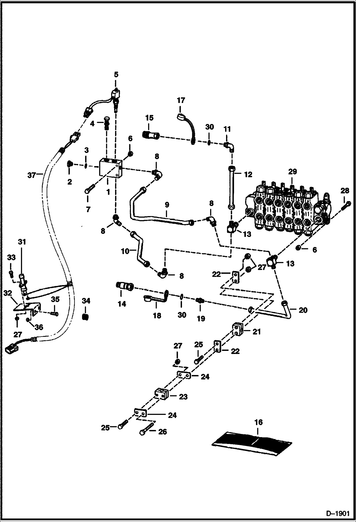 Схема запчастей Bobcat BACKHOE - MAIN FRAME - SOLENOID, HARNESS 937S 937S BACKHOE