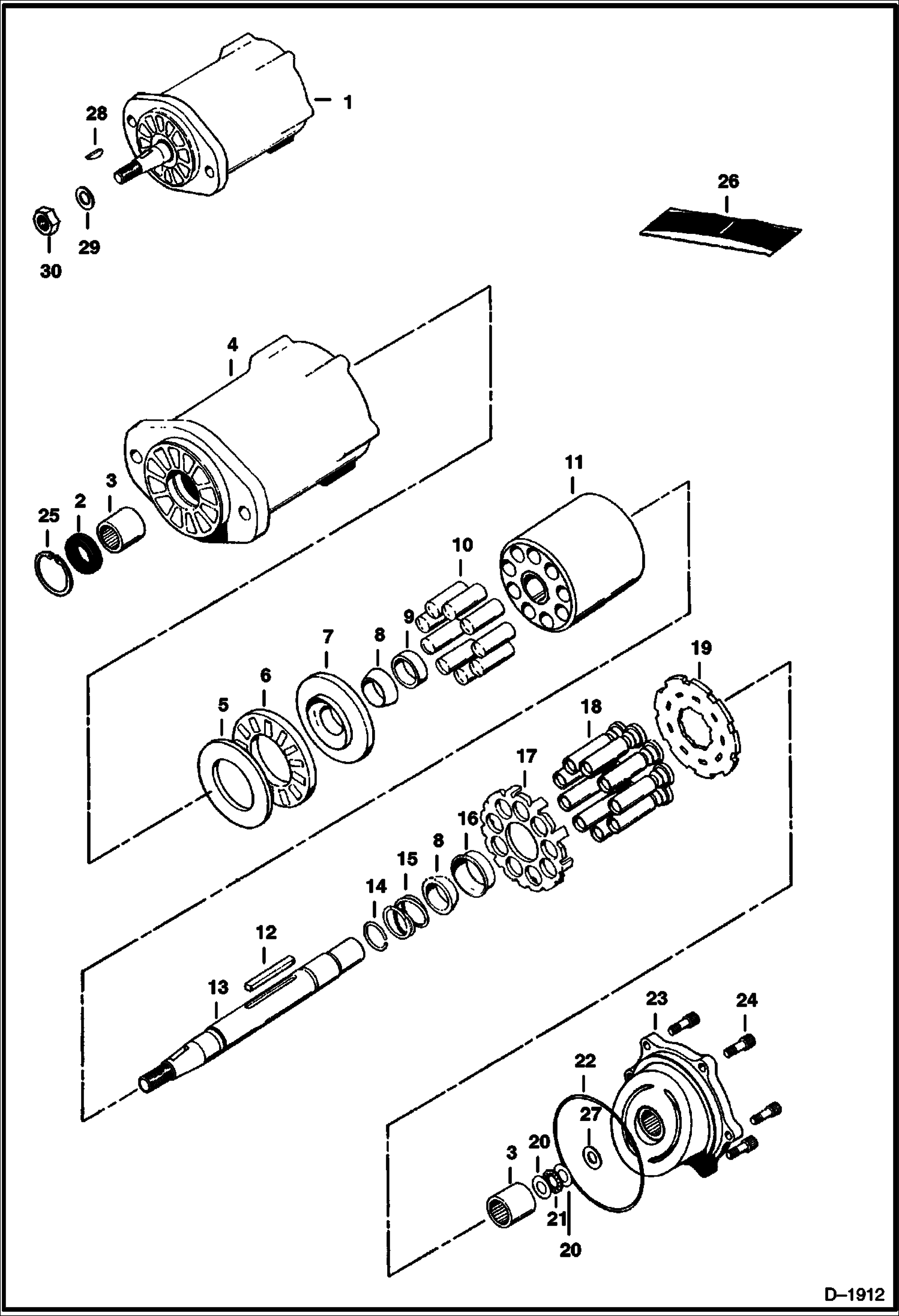 Схема запчастей Bobcat TRENCHERS - TRENCHER (Hydraulic Motor) (Head Drive Assy 74624 DAD) (LT305) Loader