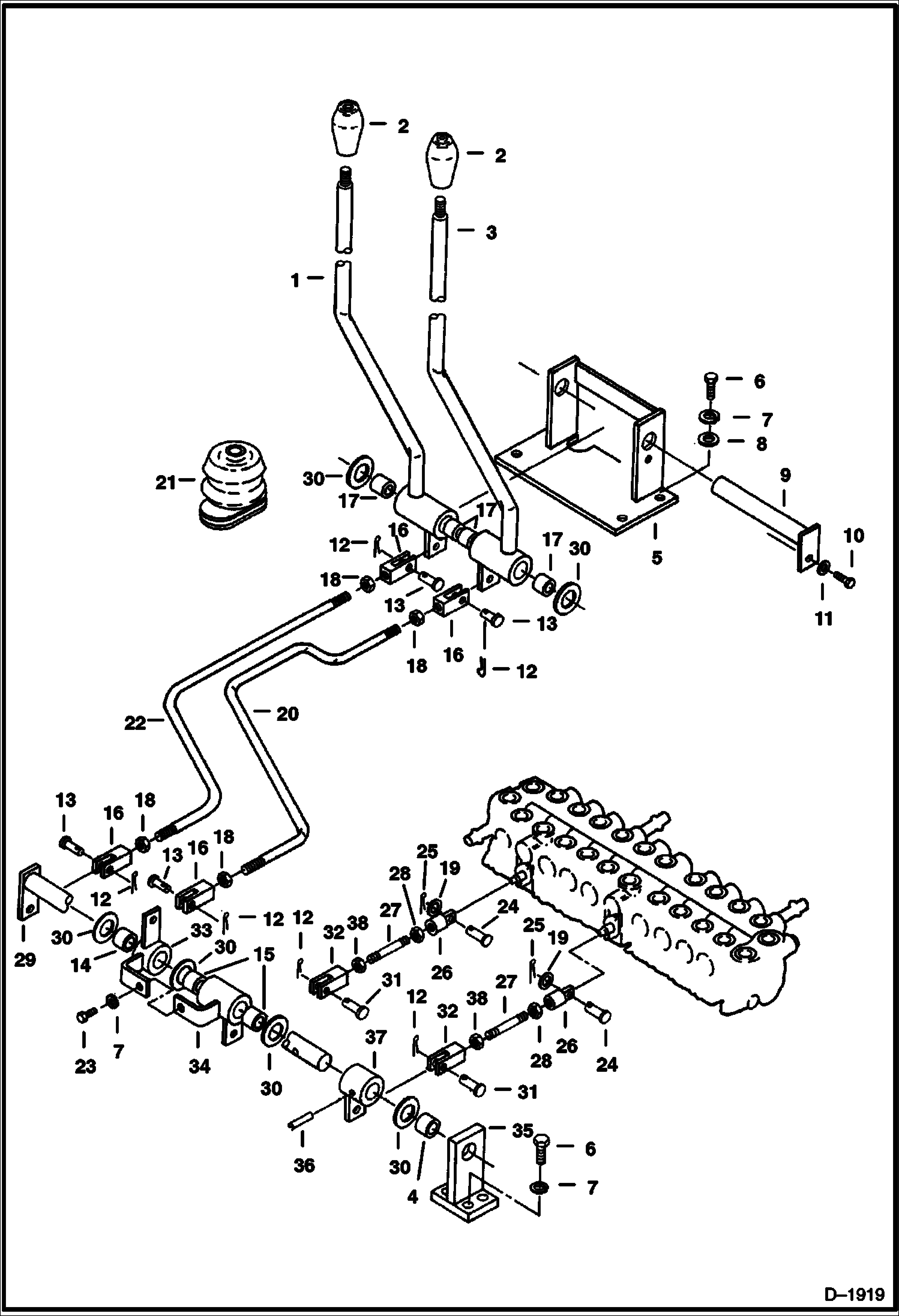 Схема запчастей Bobcat 220 - BOOM SWING & BLADE CONTROLS (S/N 508211001-11308) CONTROLS