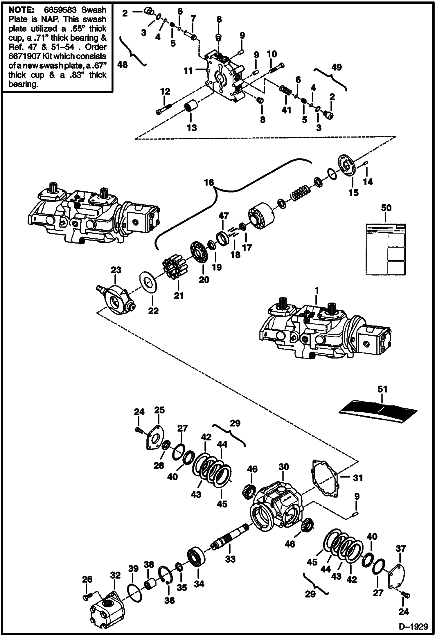 Схема запчастей Bobcat 700s - HYDROSTATIC PUMP M91-35209 & M91-35198 HYDROSTATIC SYSTEM