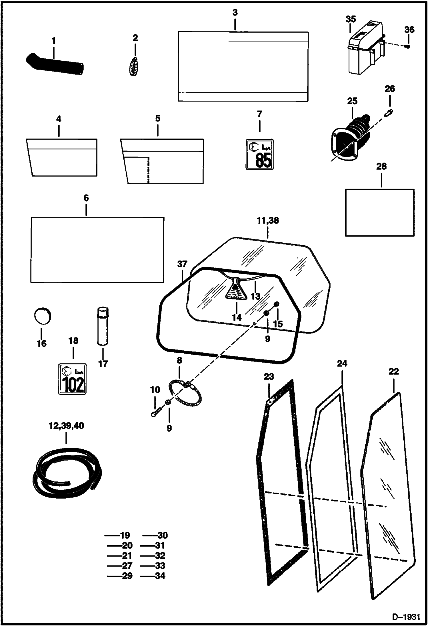 Схема запчастей Bobcat 400s - EUROPEAN ACCESSORIES (Sound Option) ACCESSORIES & OPTIONS