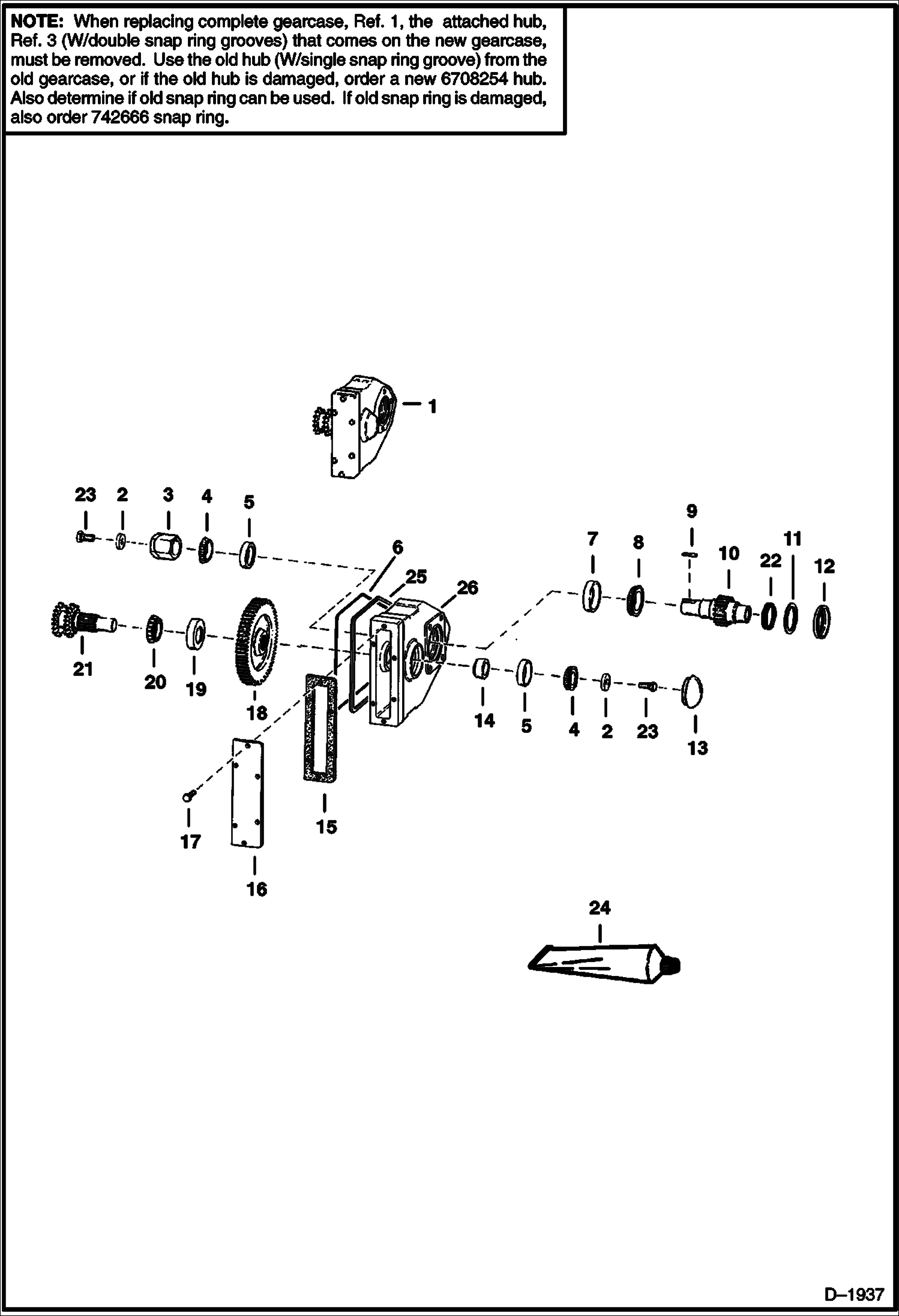 Схема запчастей Bobcat 800s - GEARCASE DRIVE TRAIN