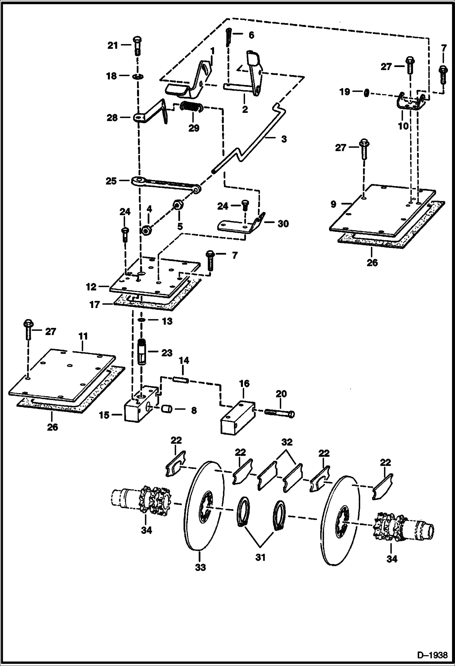 Схема запчастей Bobcat 700s - DISC BRAKE (Non-Flat Top Chaincase) DRIVE TRAIN