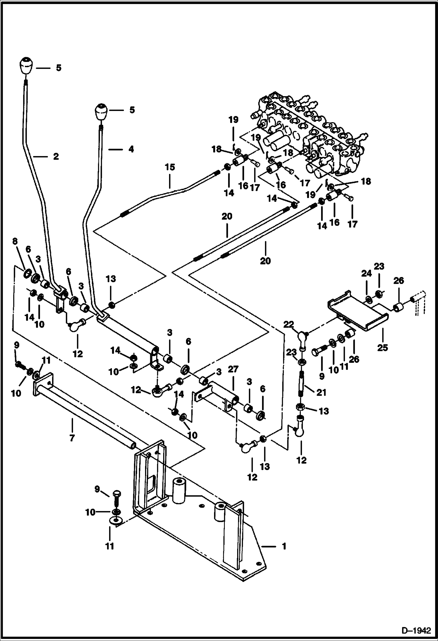 Схема запчастей Bobcat 231 - TRAVEL AND AUXILIARY CONTROLS CONTROLS