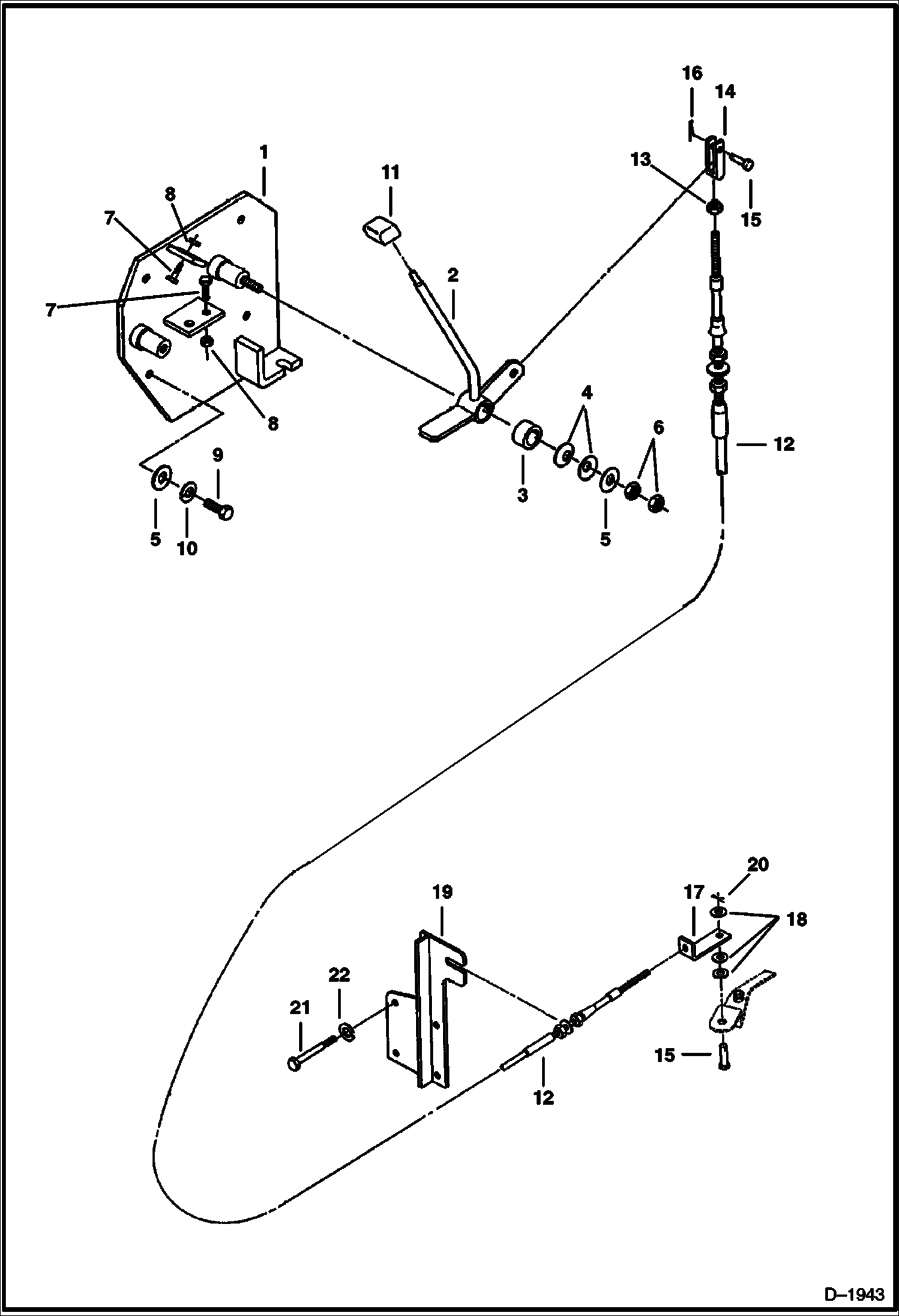 Схема запчастей Bobcat 225 - FUEL CONTROL LEVER POWER UNIT