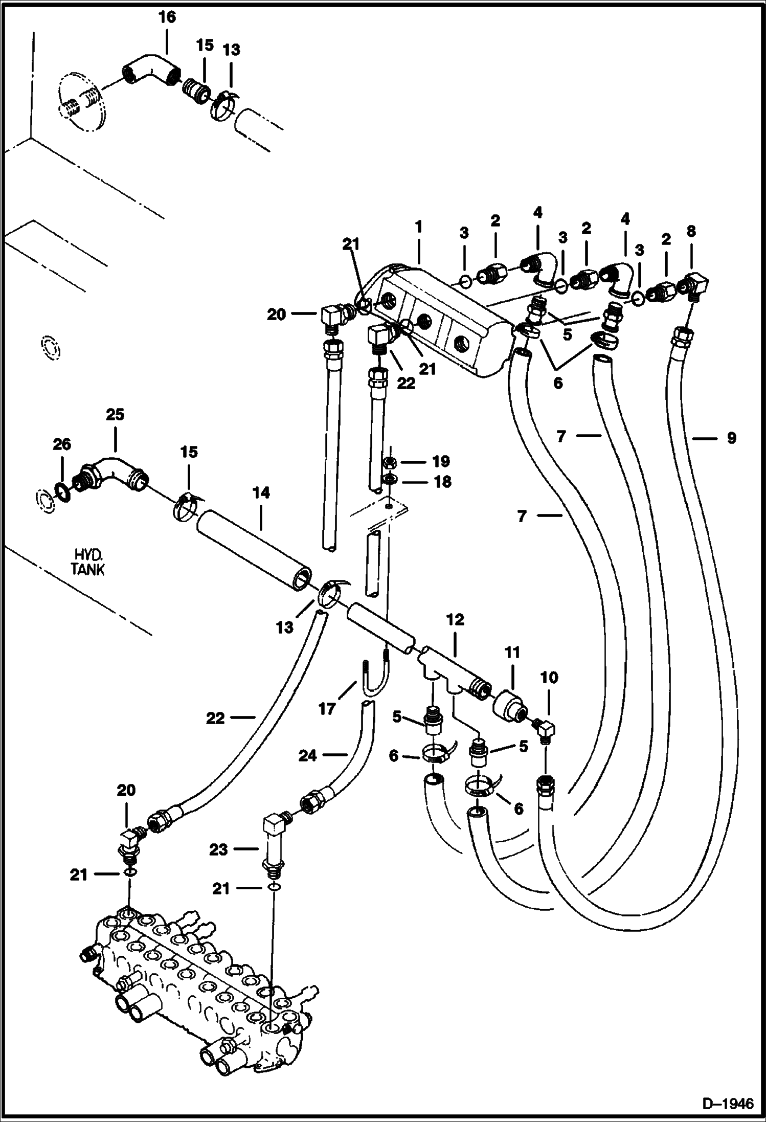 Схема запчастей Bobcat 225 - HYDRAULIC CIRCUITRY HYDRAULIC SYSTEM