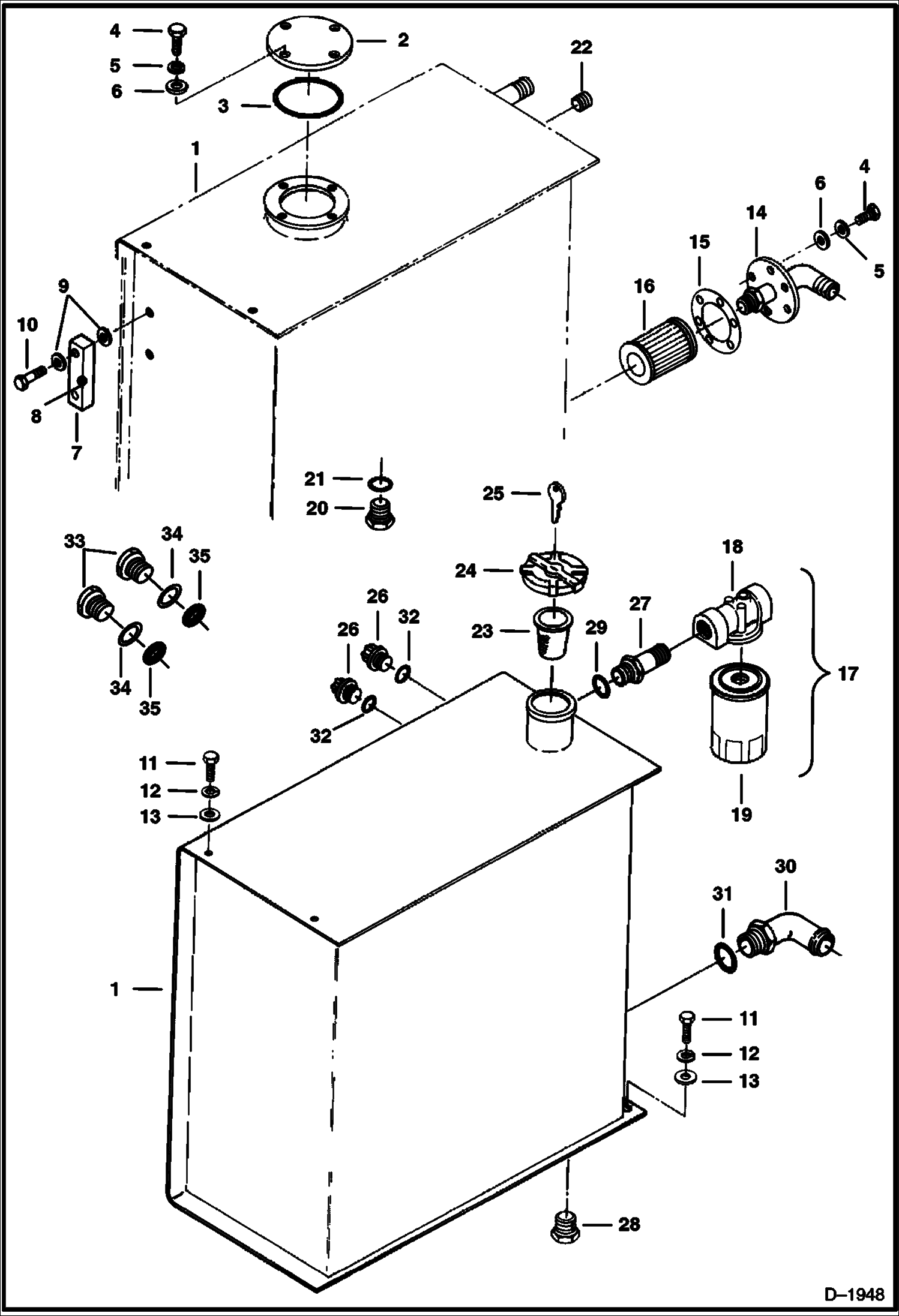 Схема запчастей Bobcat 225 - HYDRAULIC TANK & FILTER HYDRAULIC SYSTEM