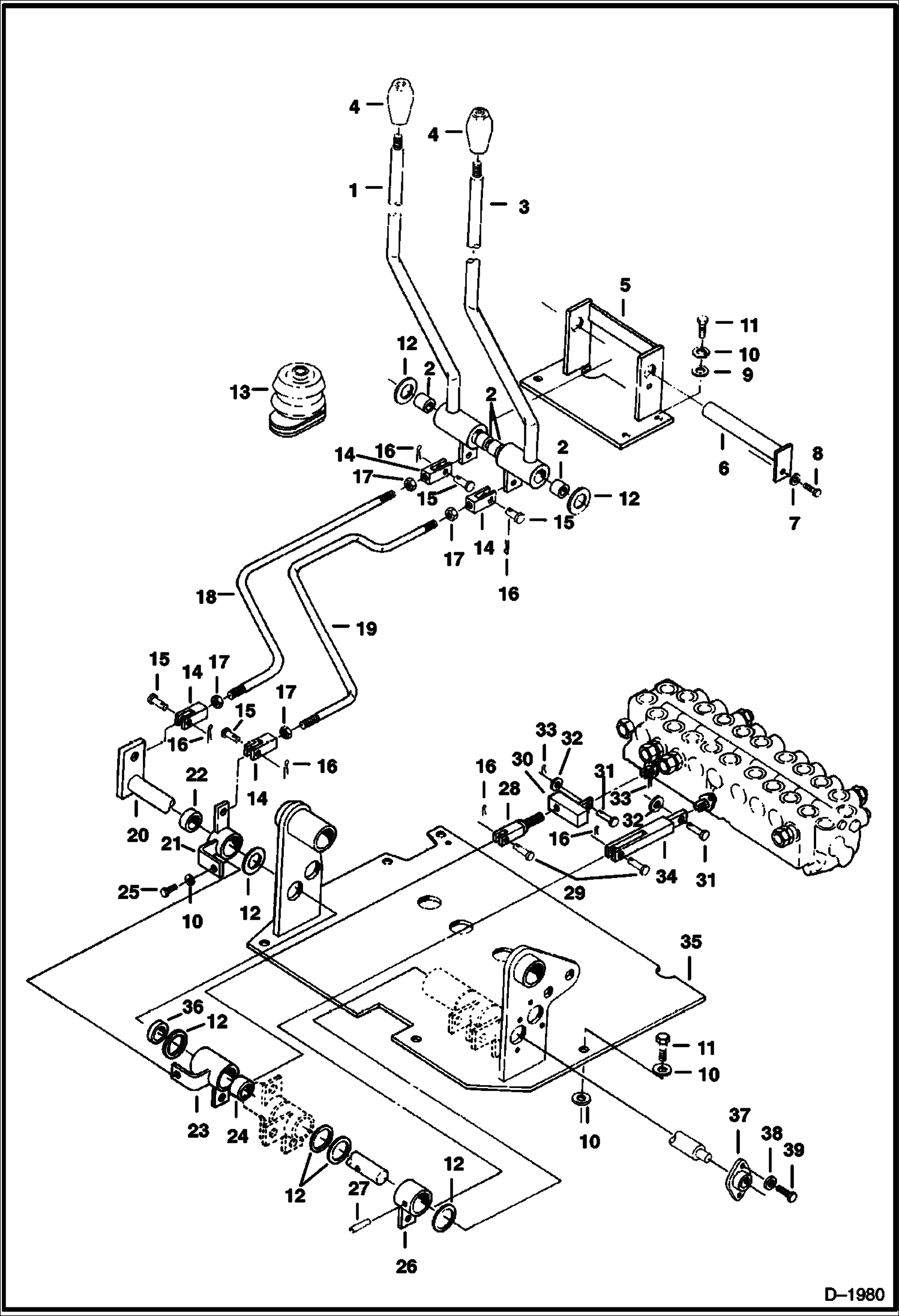 Схема запчастей Bobcat 220 - BOOM SWING & BLADE CONTROL CONTROLS