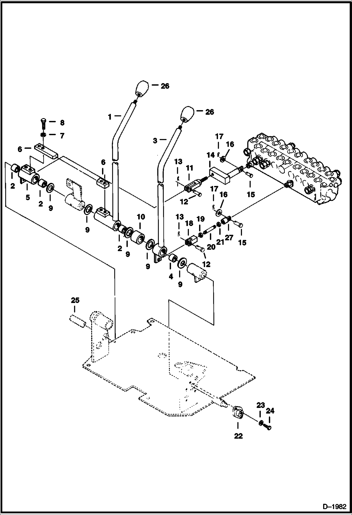 Схема запчастей Bobcat 220 - TRAVEL CONTROLS (S/N 508211309 & Above) CONTROLS