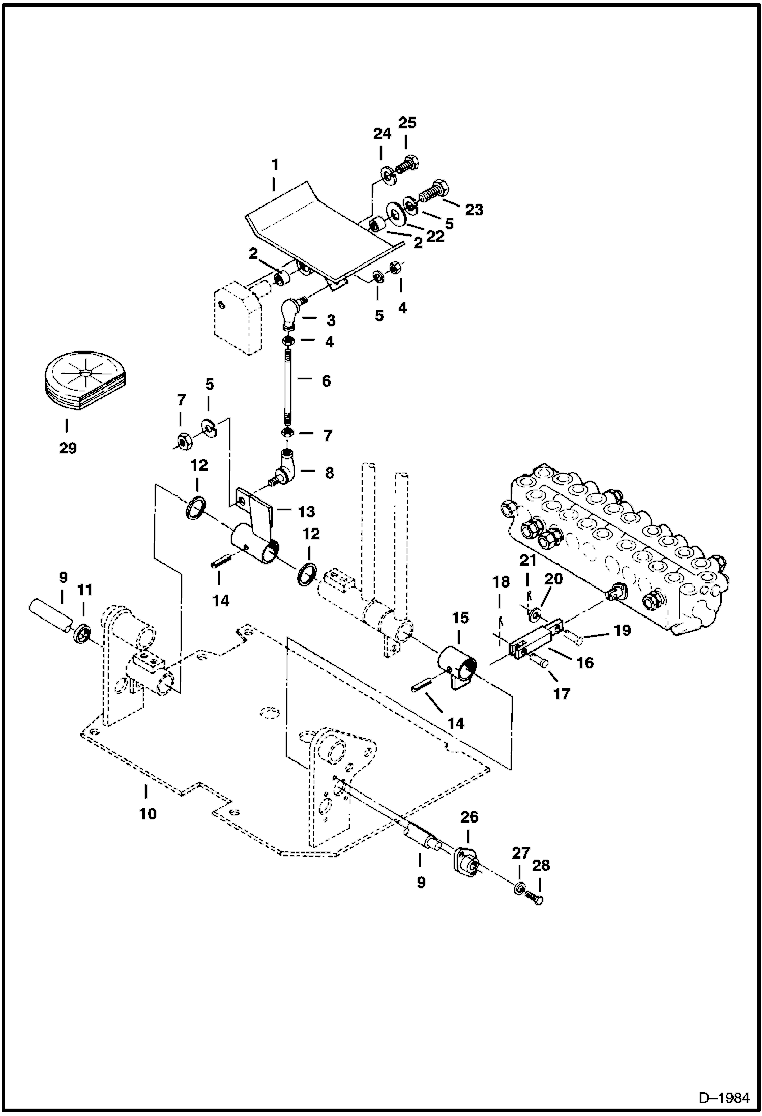 Схема запчастей Bobcat 220 - CONTROL PEDAL (Auxiliary Hydraulics) (S/N 508211309 & Above) CONTROLS