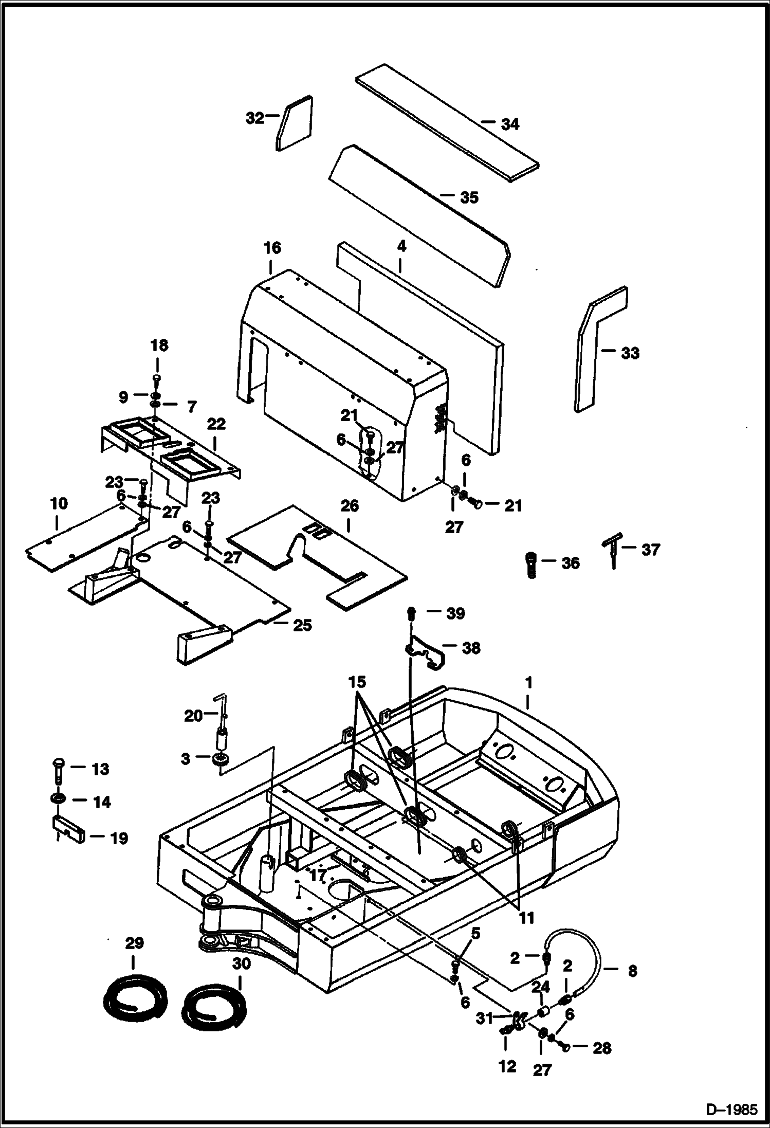 Схема запчастей Bobcat 220 - REVOLVING FRAME & FLOOR PLATE MAIN FRAME