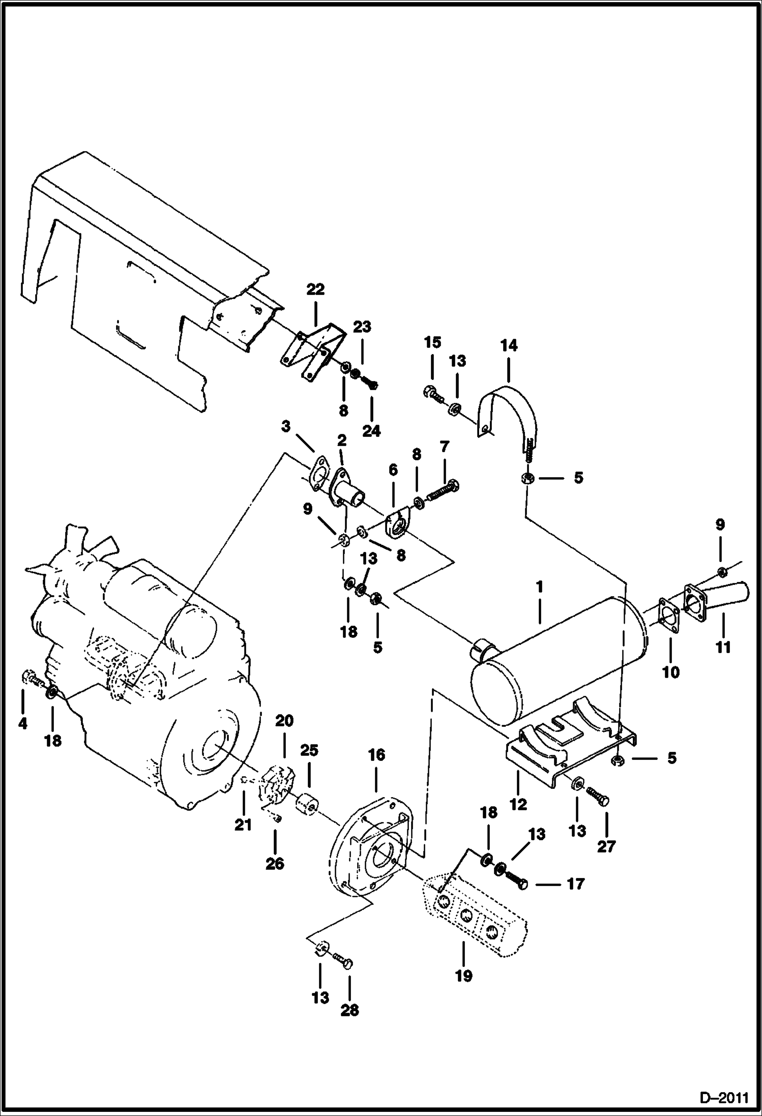 Схема запчастей Bobcat 231 - MUFFLER & POWER TAKE OFF POWER UNIT