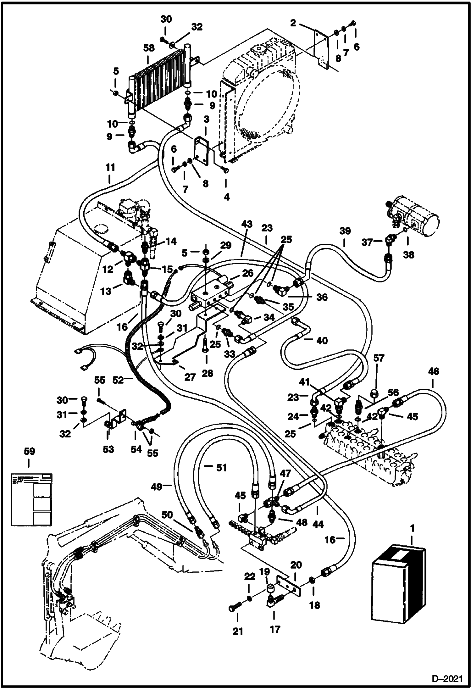 Схема запчастей Bobcat 220 - HI-FLOW AUXILIARY HYDRAULIC KIT (S/N 508211001-11308) ACCESSORIES & OPTIONS