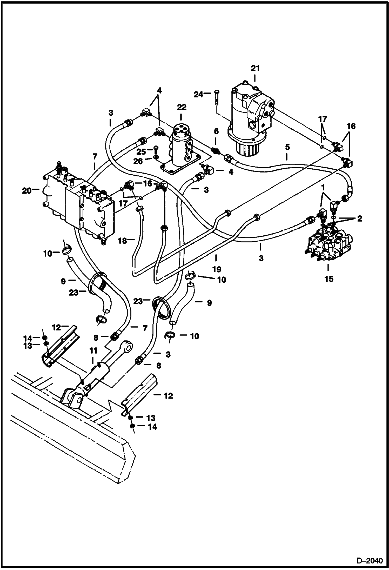 Схема запчастей Bobcat 220 - HYDRAULIC CIRCUITRY (Blade & Swing) HYDRAULIC SYSTEM