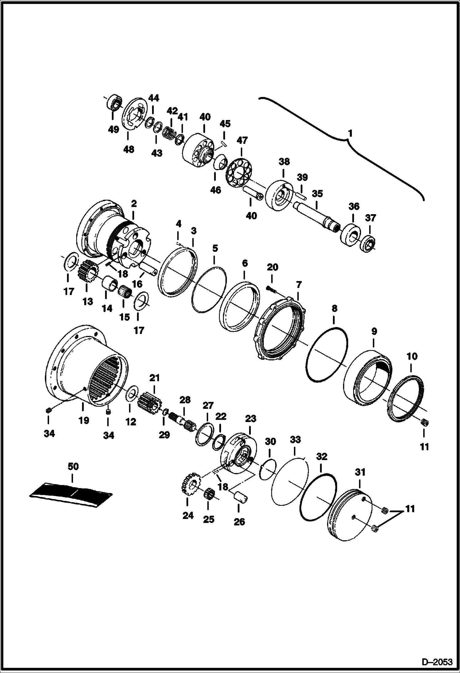 Схема запчастей Bobcat 231 - TRAVEL MOTOR (S/N 11001-11072) HYDRAULIC SYSTEM