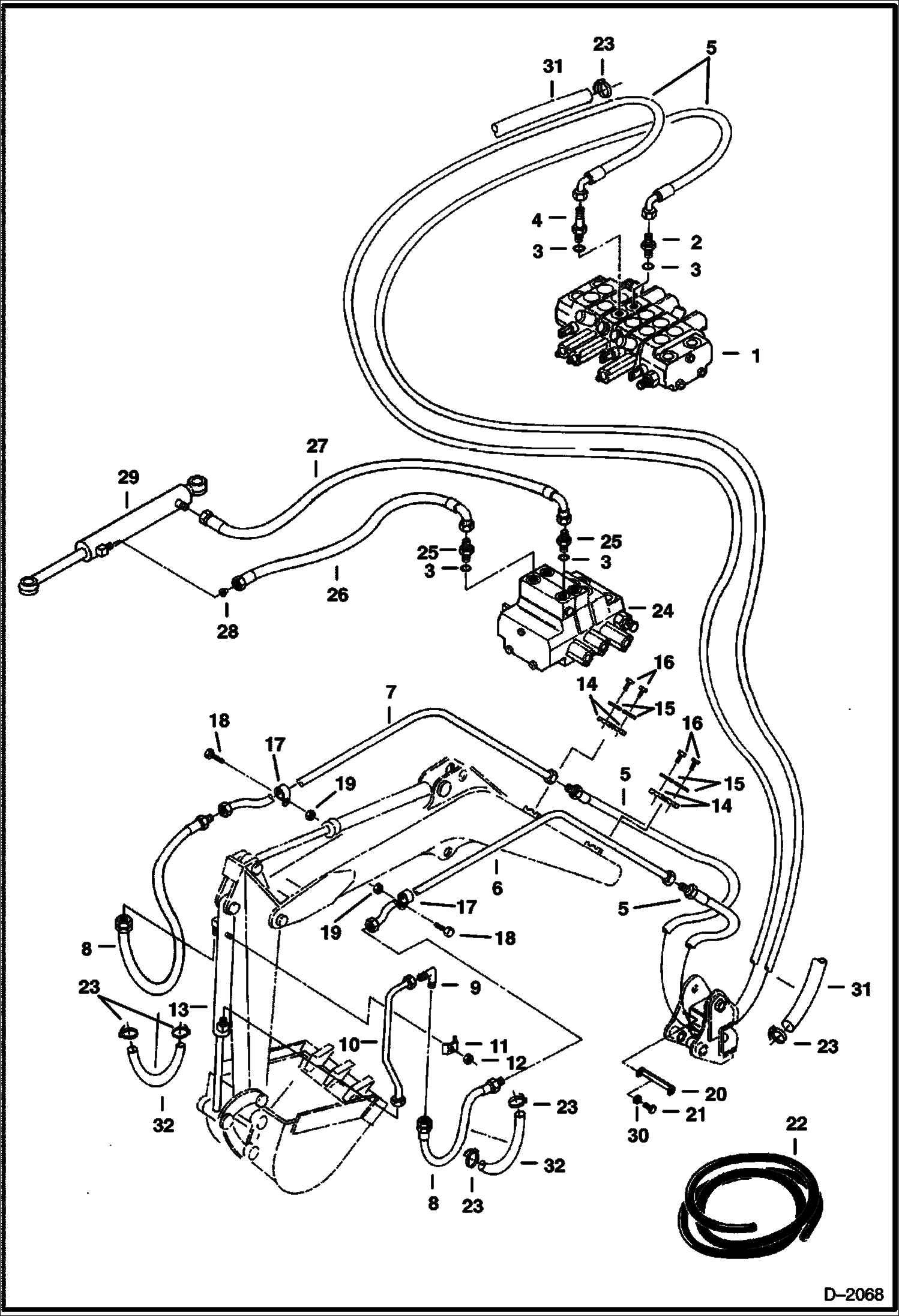 Схема запчастей Bobcat 325 - HYDRAULIC CIRCUITRY (Bucket and Boom Swing) HYDRAULIC SYSTEM