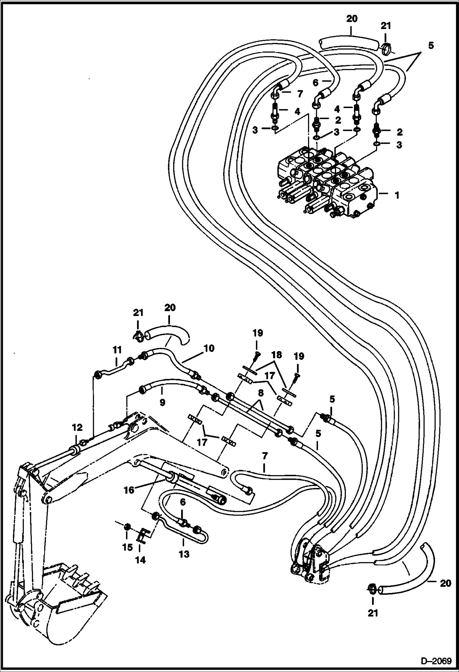 Схема запчастей Bobcat 225 - HYDRAULIC CIRCUITRY Arm & Boom HYDRAULIC SYSTEM