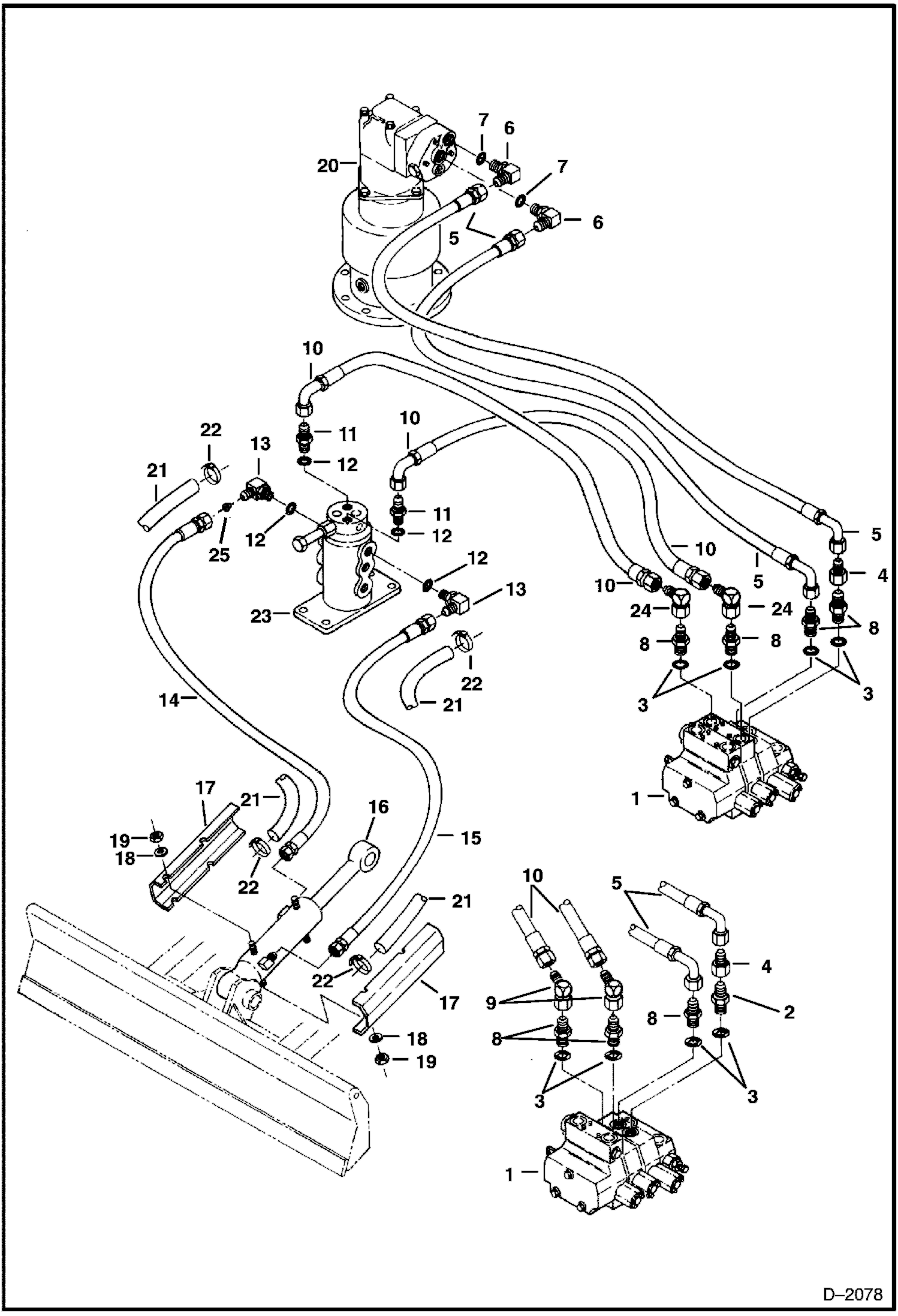 Схема запчастей Bobcat 225 - HYDRAULIC CIRCUITRY Blade and Swing HYDRAULIC SYSTEM