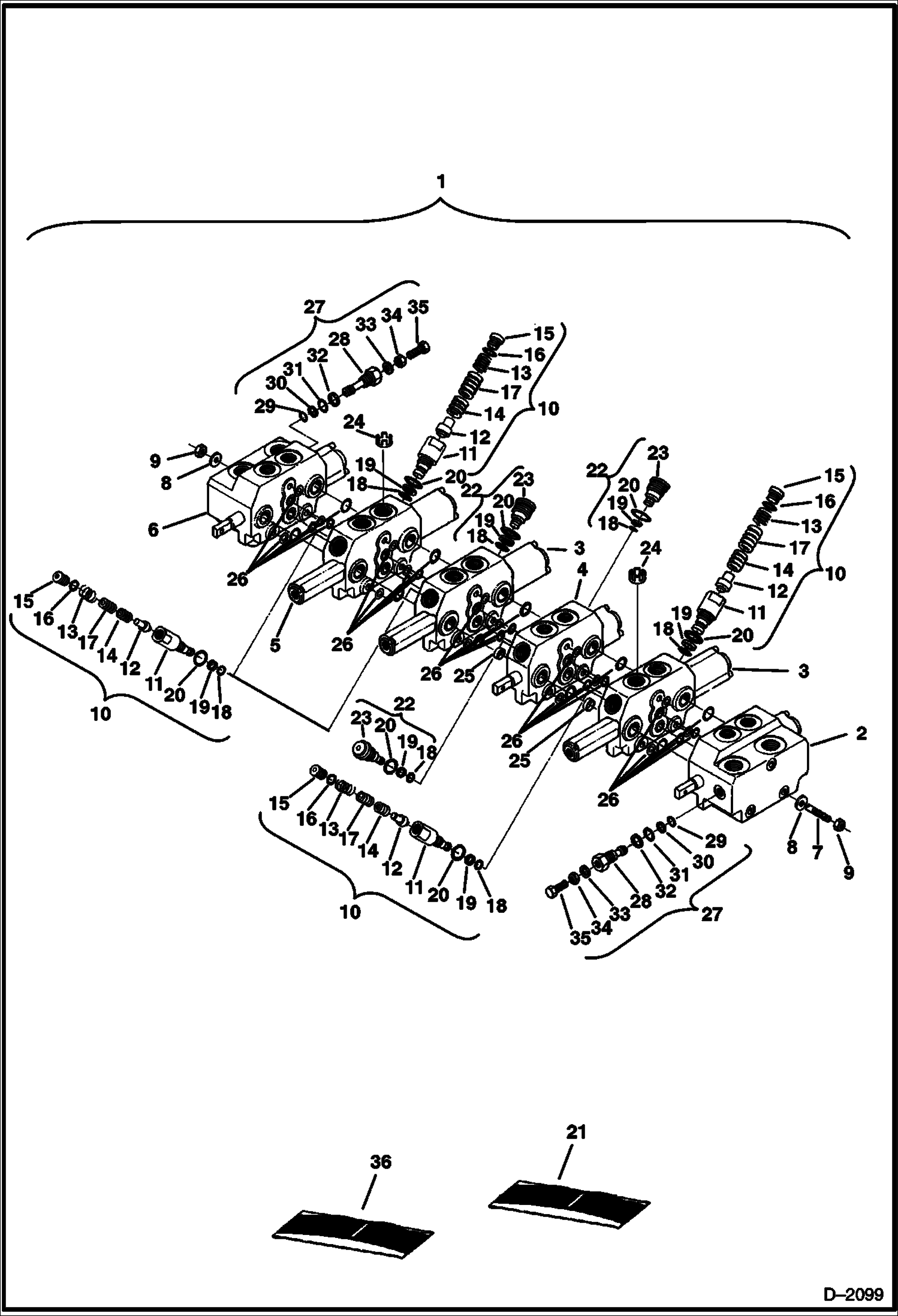 Схема запчастей Bobcat 320 - CONTROL VALVE ASSEMBLY (6-Spool) (S/N 511720001-511721411) HYDRAULIC SYSTEM