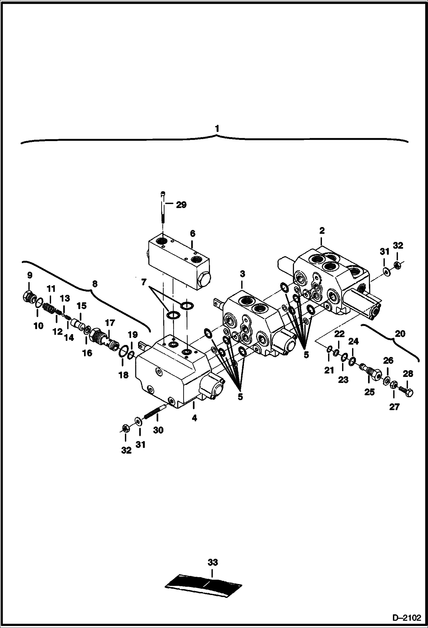 Схема запчастей Bobcat 225 - CONTROL VALVE ASSEMBLY 3-Spool 12001-12023 HYDRAULIC SYSTEM