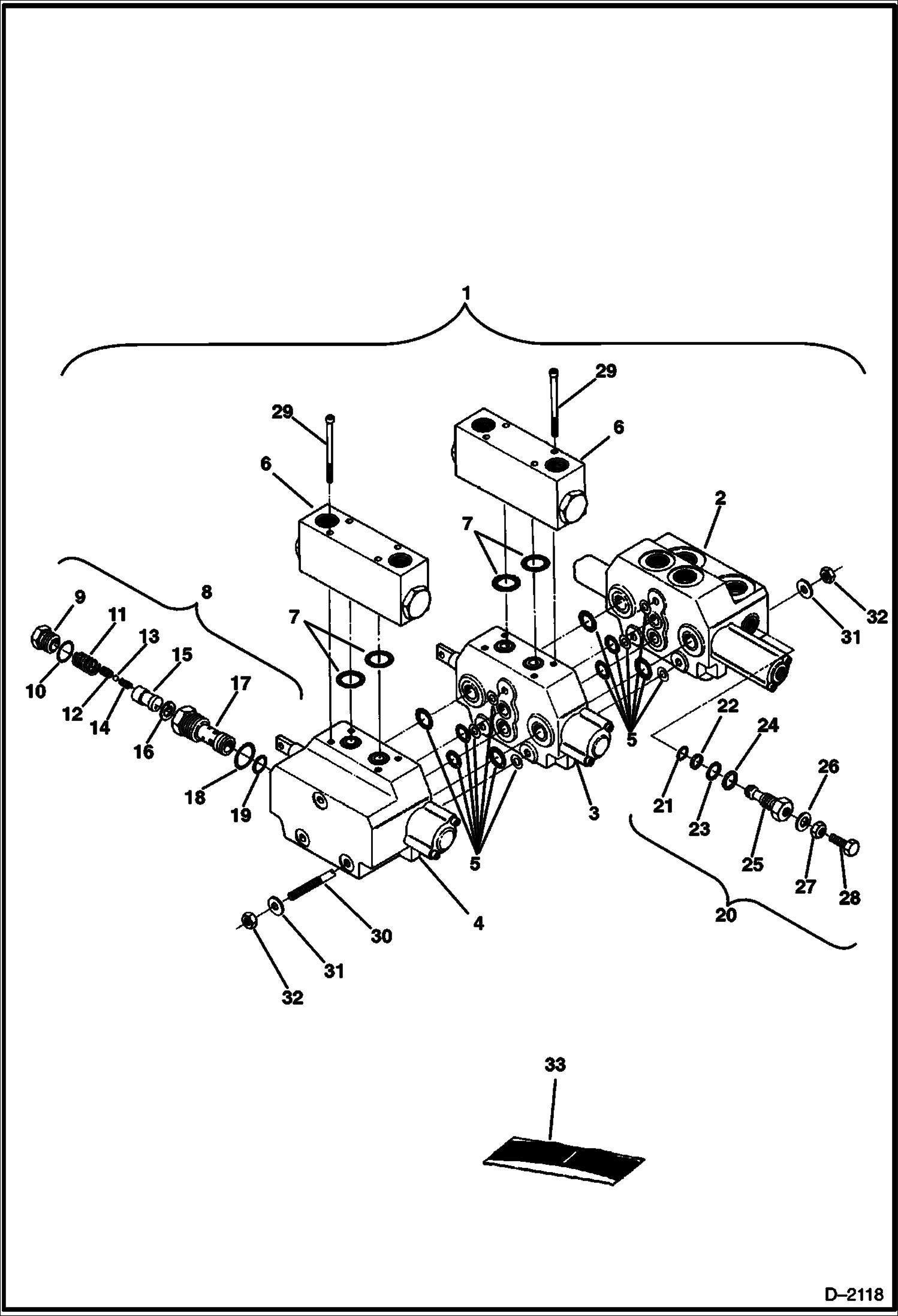 Схема запчастей Bobcat 225 - CONTROL VALVE ASSEMBLY 3-Spool 12024 & Above HYDRAULIC SYSTEM