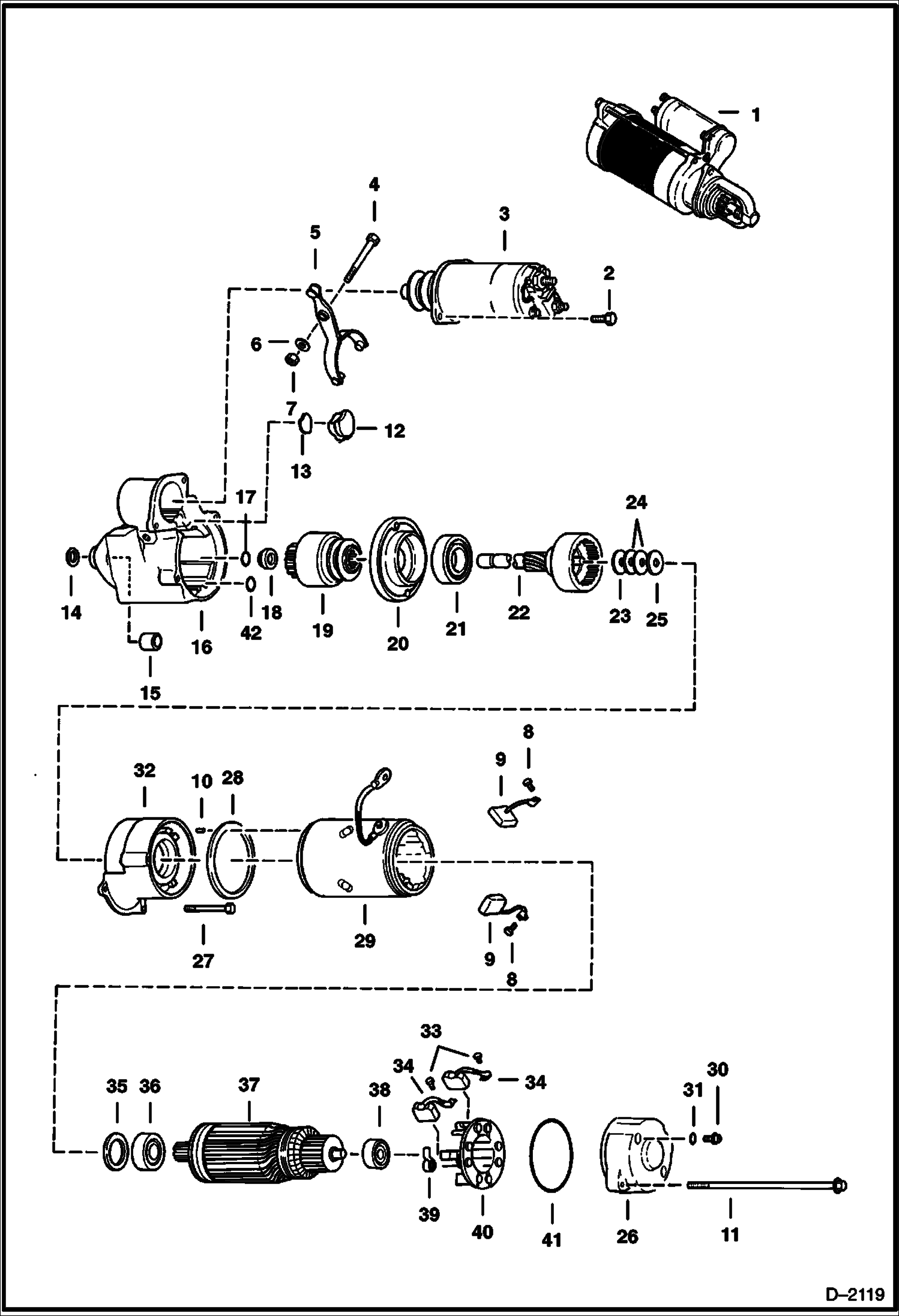 Схема запчастей Bobcat 800s - STARTER (1113285) ELECTRICAL SYSTEM