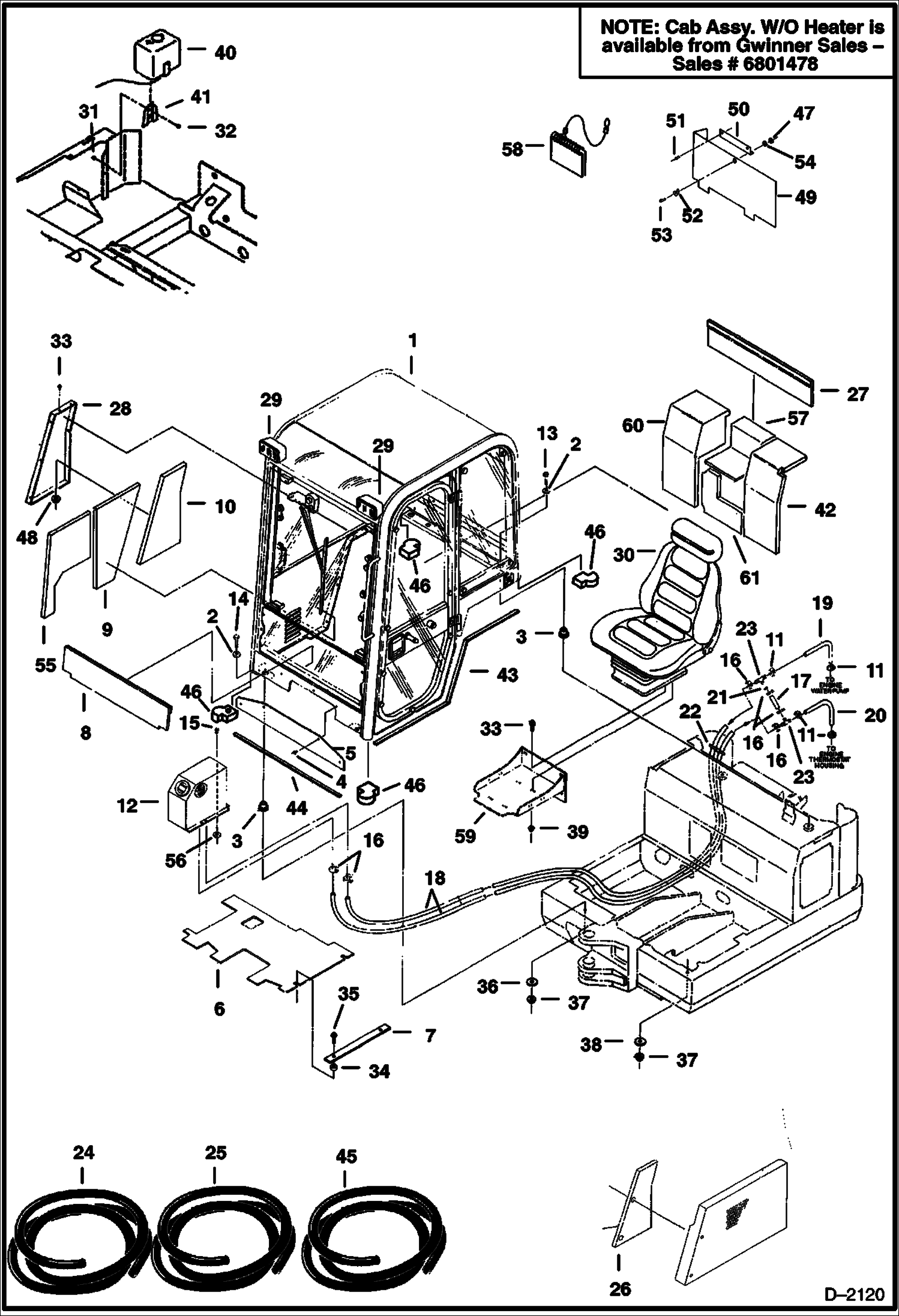 Схема запчастей Bobcat 334 - CAB MOUNTING MAIN FRAME