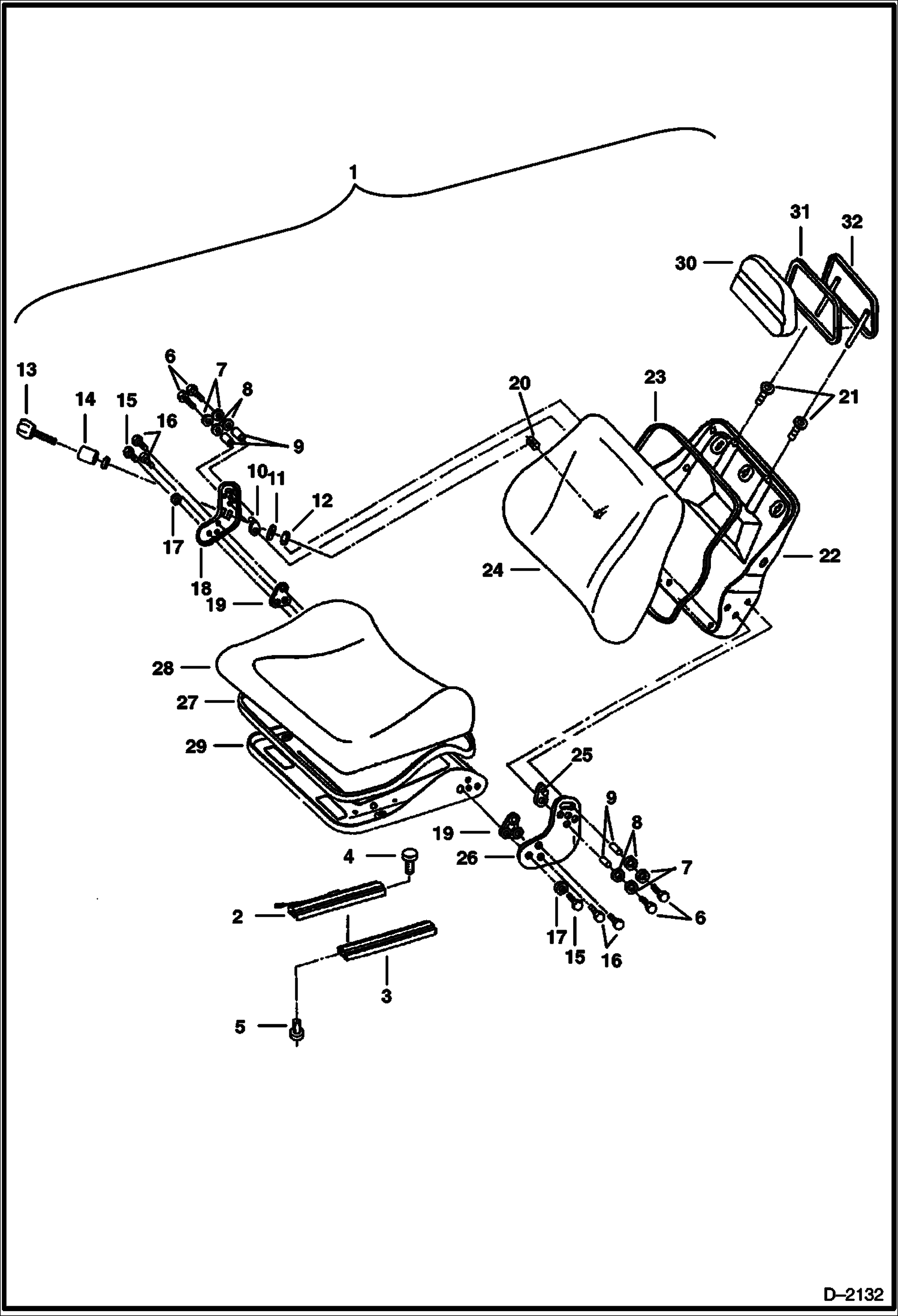 Схема запчастей Bobcat 337 - SEAT MAIN FRAME