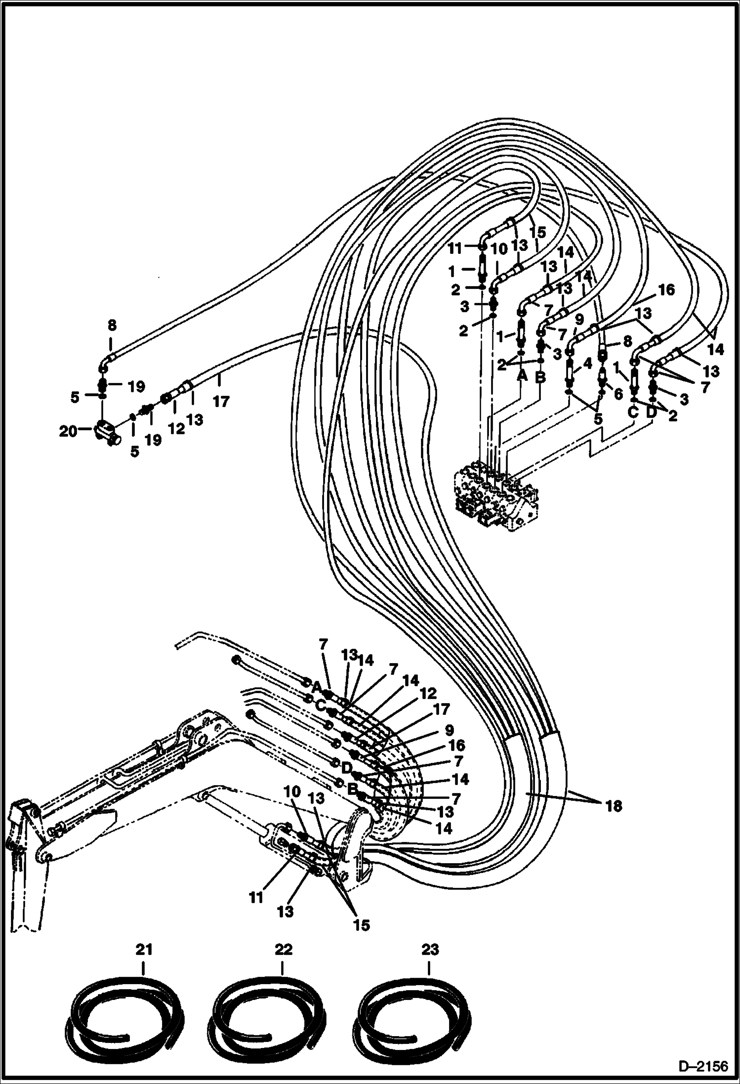 Схема запчастей Bobcat 331 - HYDRAULIC CIRCUITRY (Boom, Arm, Bucket & Auxiliary) HYDRAULIC SYSTEM