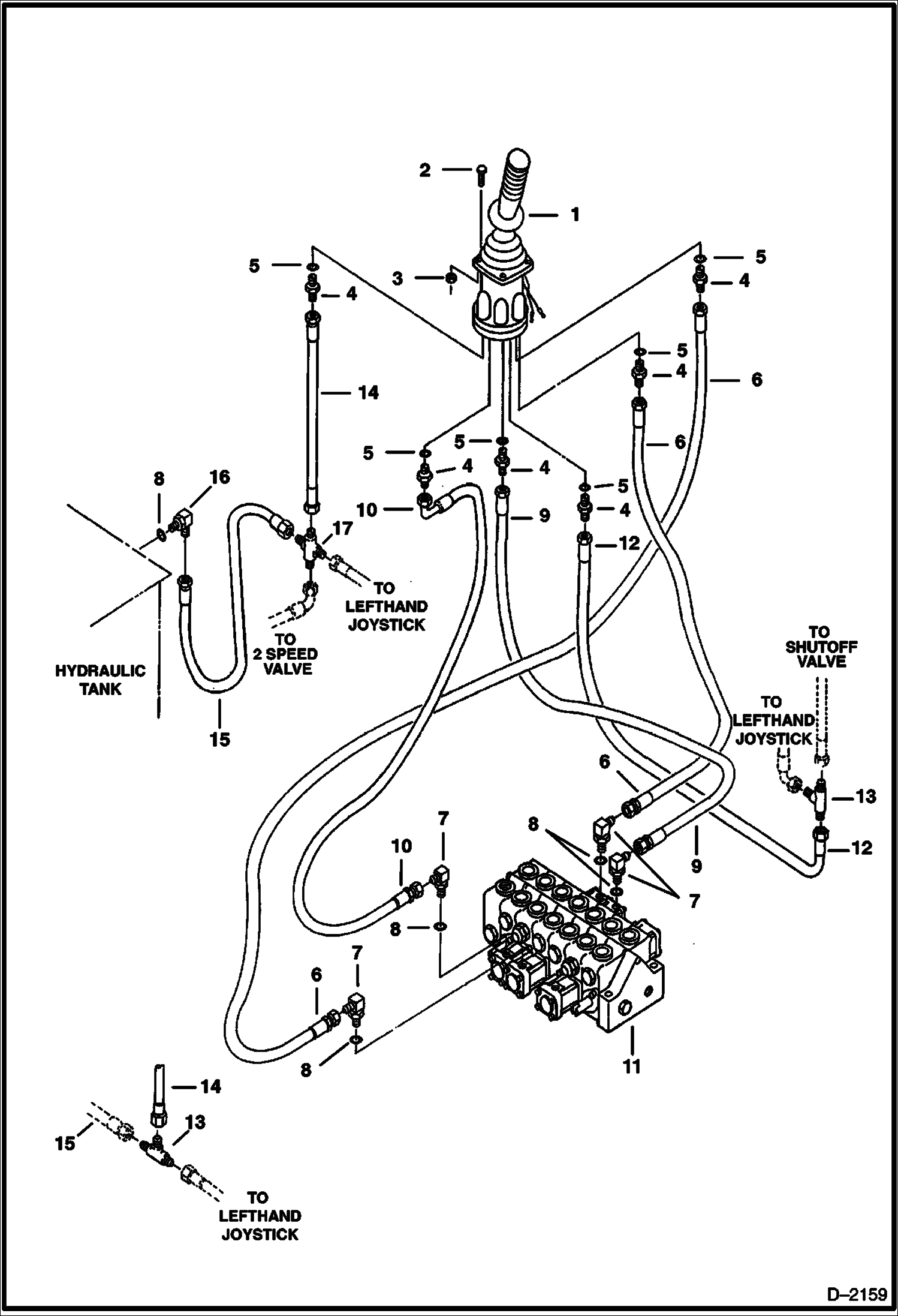 Схема запчастей Bobcat 231 - R.H. JOYSTICK CONTROLS (Bucket & Boom) (ISO Control Pattern) CONTROLS
