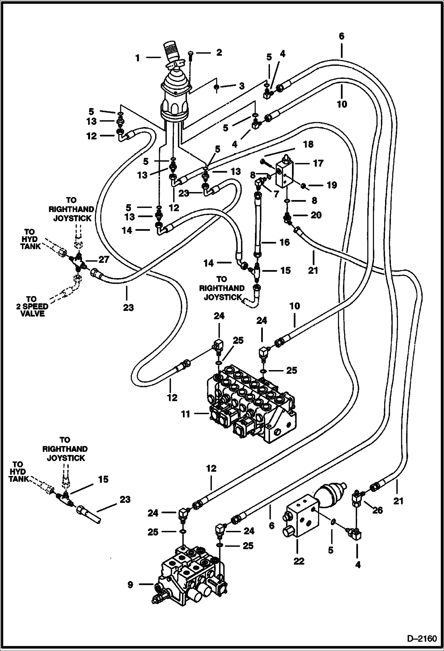 Схема запчастей Bobcat 231 - L.H. JOYSTICK CONTROLS (Boom & Swing) (Standard Control Pattern) CONTROLS