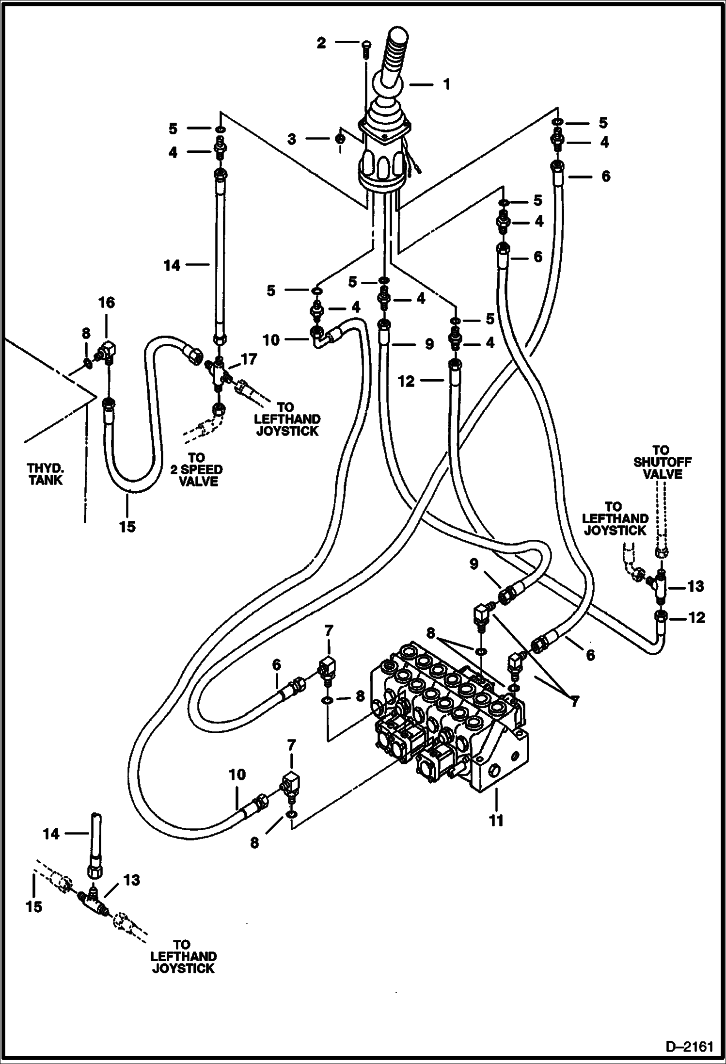 Схема запчастей Bobcat 231 - R.H. JOYSTICK CONTROLS (Bucket & Arm) (Standard Control Pattern) CONTROLS