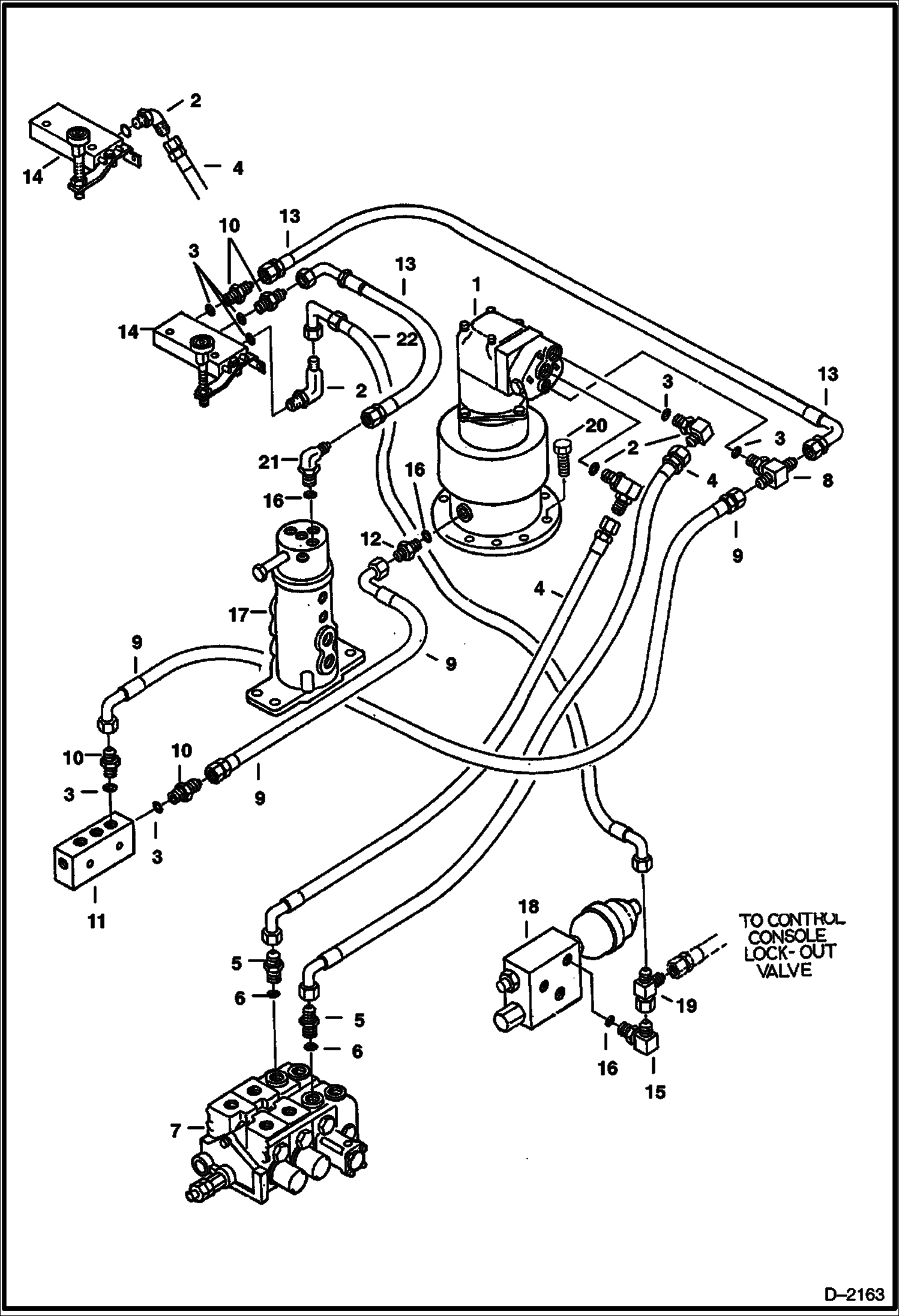 Схема запчастей Bobcat 231 - HYDRAULIC CIRCUITRY (Valve to Swing Motor to 2 Speed Valve) (S/N 12001-12468) HYDRAULIC SYSTEM