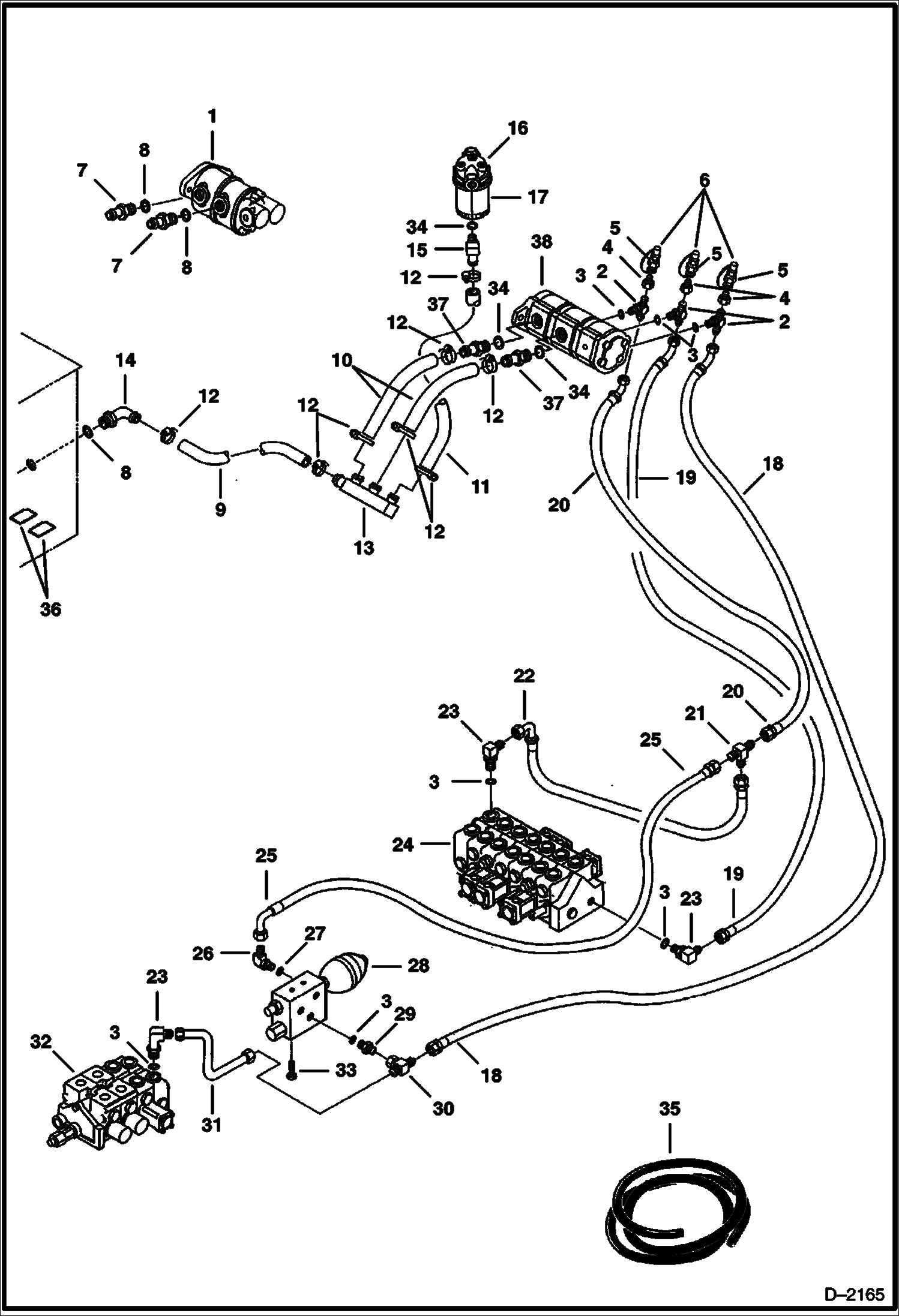 Схема запчастей Bobcat 231 - HYDRAULIC CIRCUITRY (Tank to Pump to Valves) HYDRAULIC SYSTEM