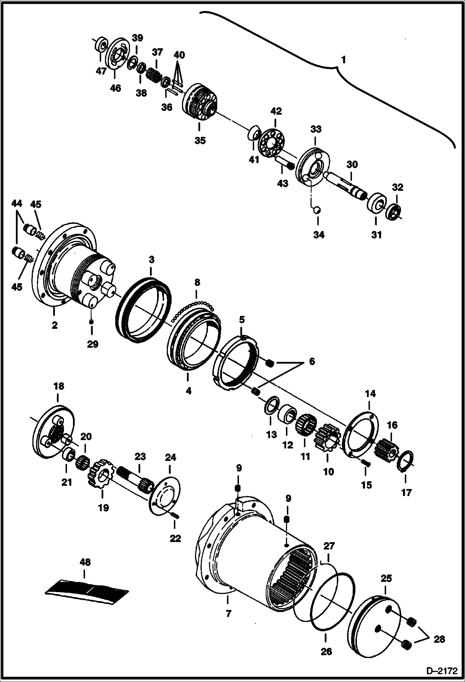 Схема запчастей Bobcat 334 - TRAVEL MOTOR (S/N 512913001 - 512913404) HYDRAULIC SYSTEM