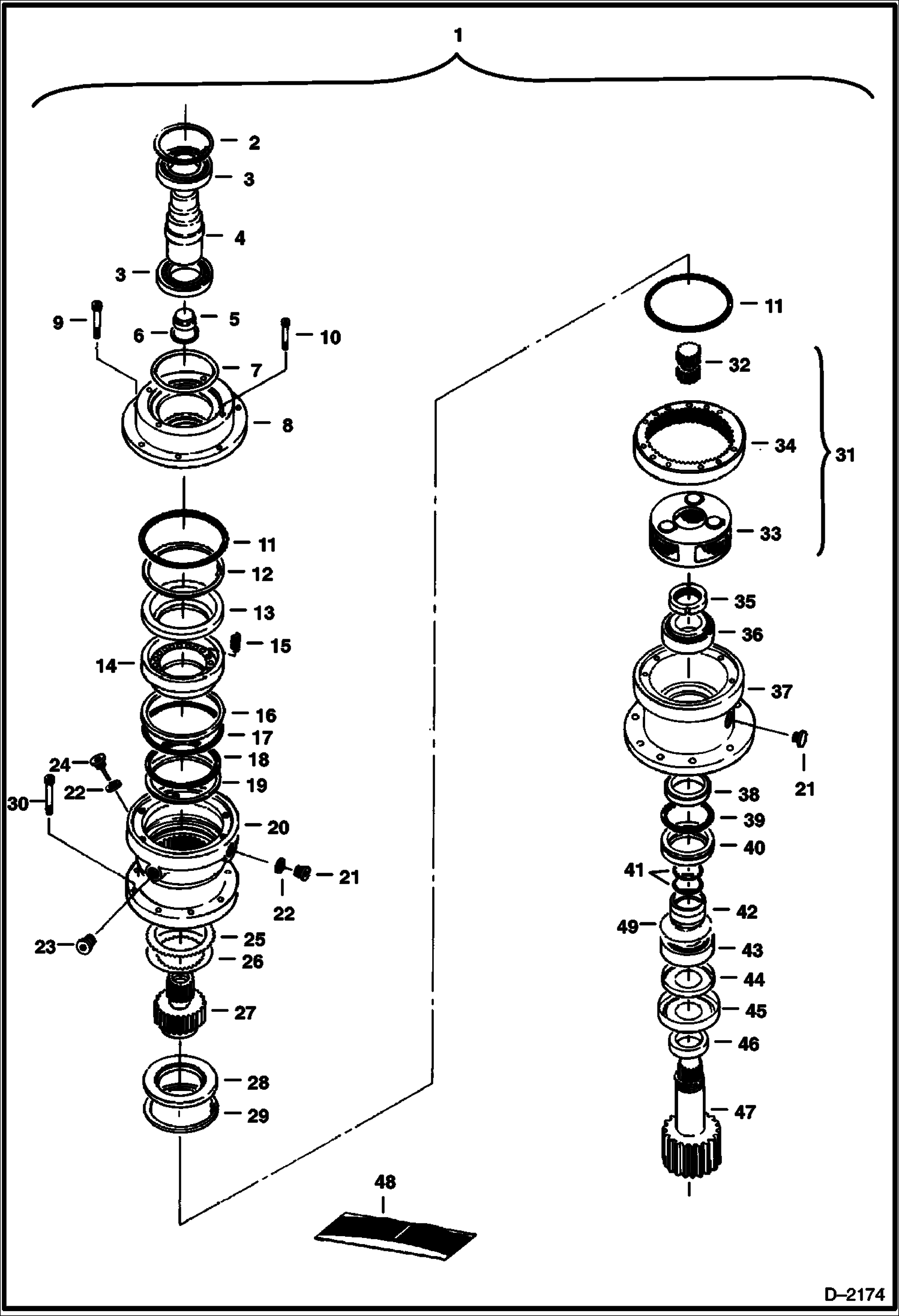 Схема запчастей Bobcat 231 - SWING TRANSMISSION (W/Brake) (For Excavators Sold in Scandinavian Countries) HYDRAULIC SYSTEM